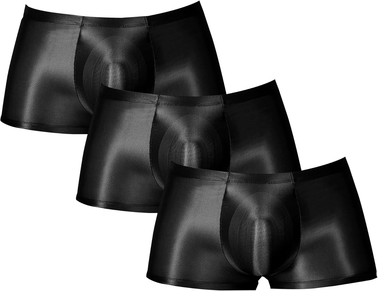 Men Underwear Sexy Mesh See through Trunks Solid Underpants Transparent Boxer Briefs Thin Low-Waist U-Convex, Black-3Pc, One Size image number 2