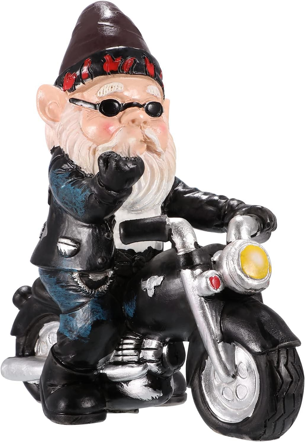 Garden Statues Outdoor, ALLOMN Dwarf Ornament Decorative, Gnome Figurine Resin Garden Statue Waterproof Art Ornament Funny Interesting Garden Decor Sculpture Dwarf Ride Motorbike for Garden Patio Lawn image number 3