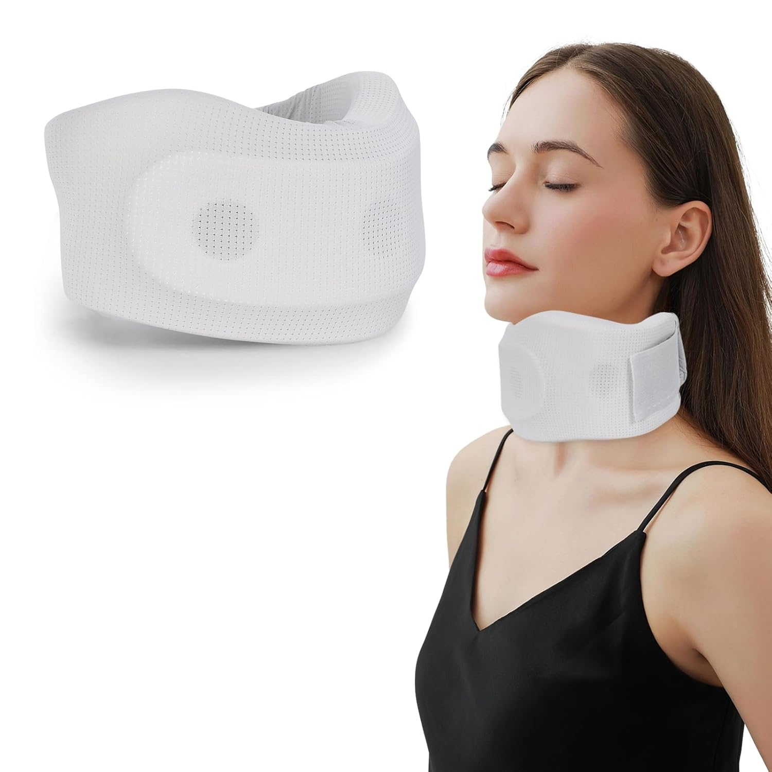 Neck Brace Cervical Collar, Neck Support Brace for Sleeping, Soft Foam Wraps Keep Vertebrae Stable and Aligned for Relief of Cervical Spine Pressure for Women & Men（Grey）