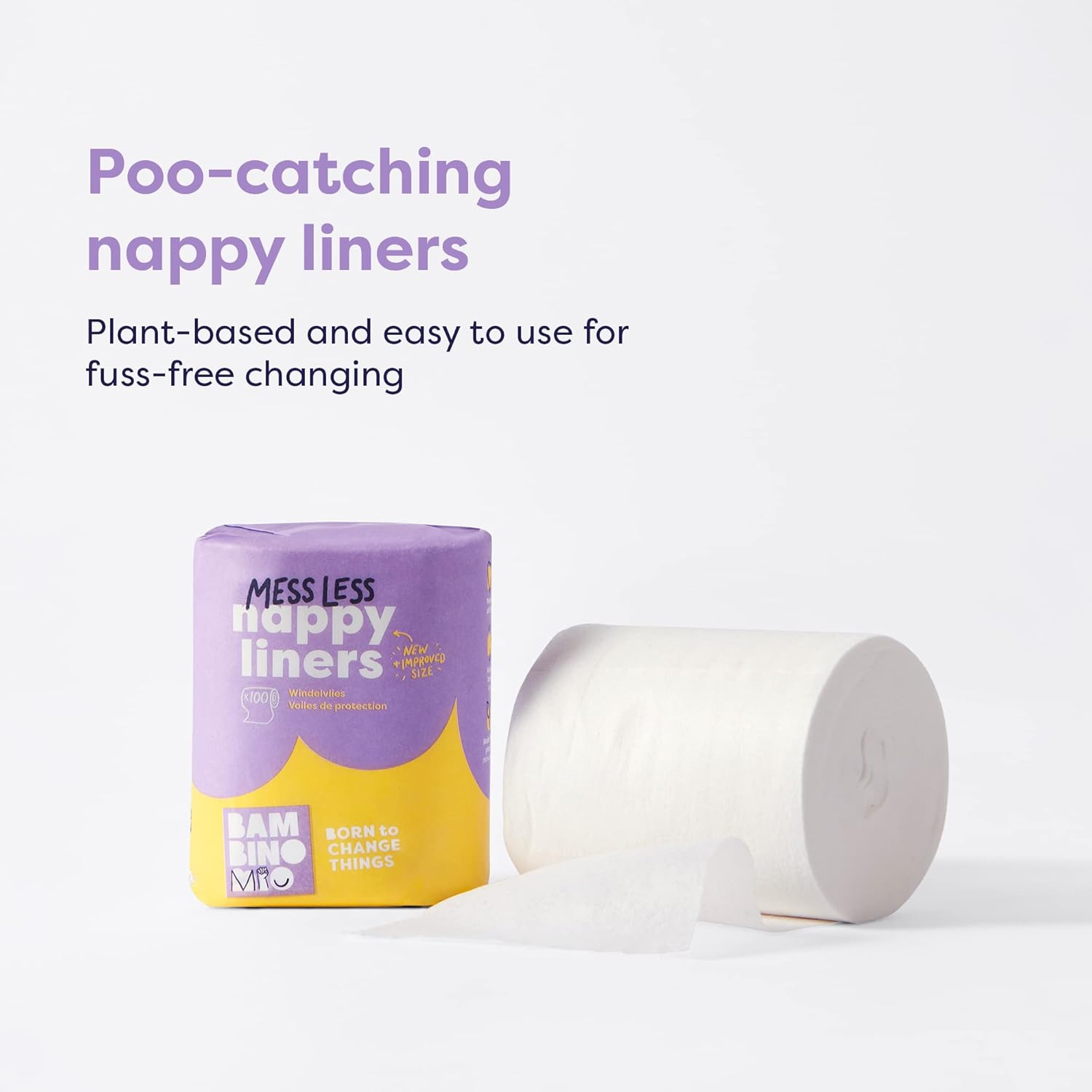 Bambino Mio, Messless Nappy Liners, Biodegradable, Packaging May Vary, 100 Liners (Pack of 5) image number 3
