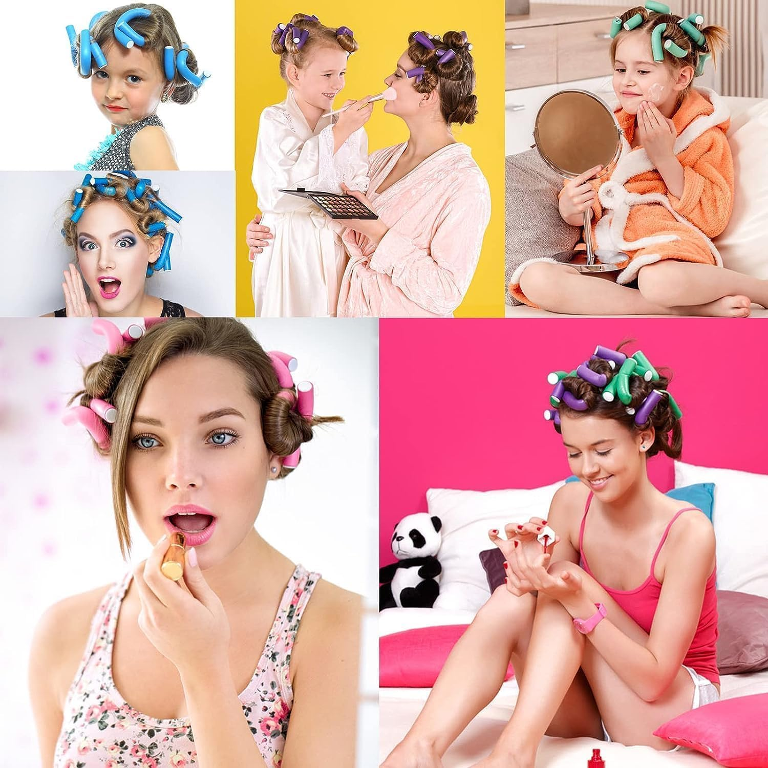 10 Pcs Heatless Hair Curler Flexible Curling Rods,Heatless Curls Rods Soft Twist Foam Hair Rollers for DIY Hair Styling Hair Salon Short, Medium and Long Hair(Red 0.55 * 9.5 Inch) image number 6