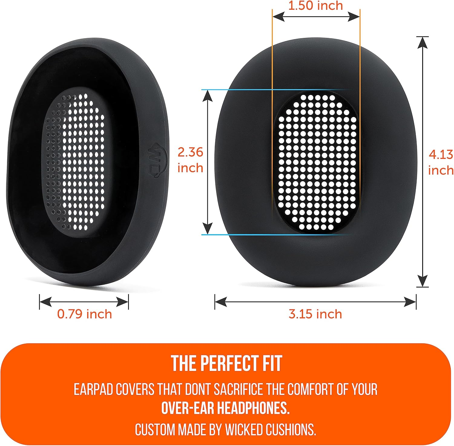 WC Sweatz XM5 - Patented Earpad Sweat Covers for Sony WH1000XM5 by Wicked Cushions | Full 360 Earpad Protection | Sweatproof & Easily Washable | Black