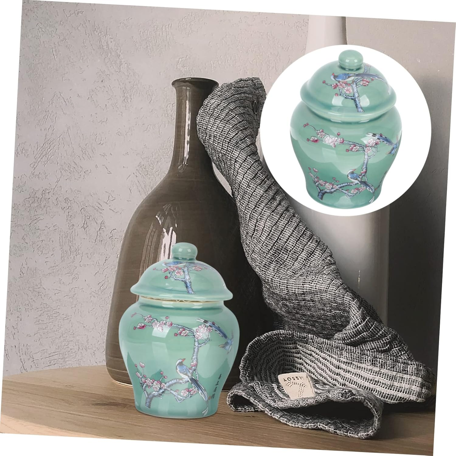 RORPOIR Ceramic Tea Canister Sealed Tea Jar Small Size Porcelain Blue and White Porcelain Storage Container Airtight Food-Grade for Home Kitchen image number 2