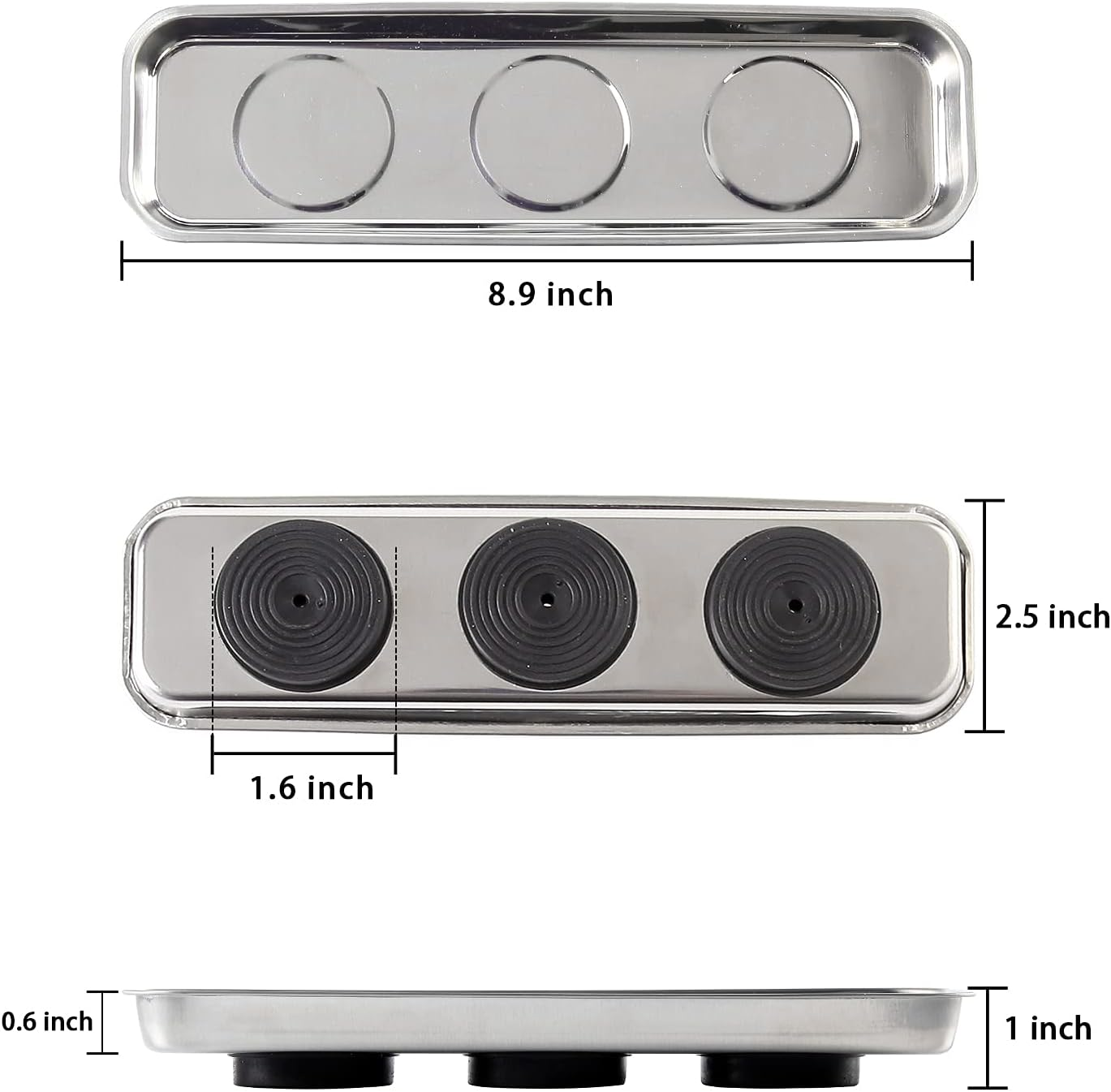 3 Pieces Magnetic Trays Set Stainless Steel Magnet Tool Tray Parts Holder for Screws, Sockets, Bolts, Pins, Mechanic'S and Automotive image number 5