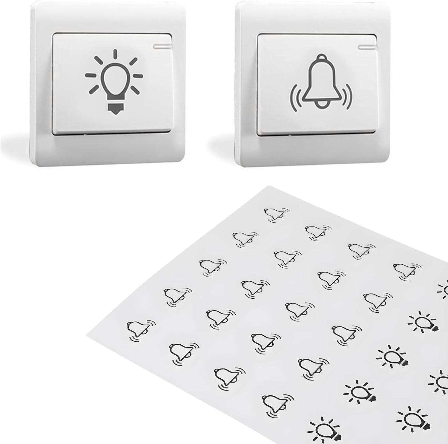 VGOL 40Pcs Transparent Switch Sticker Set Bells Stickers Light Symbol Stickers 14X14Mm for Outdoor Indoor Switch image number 1