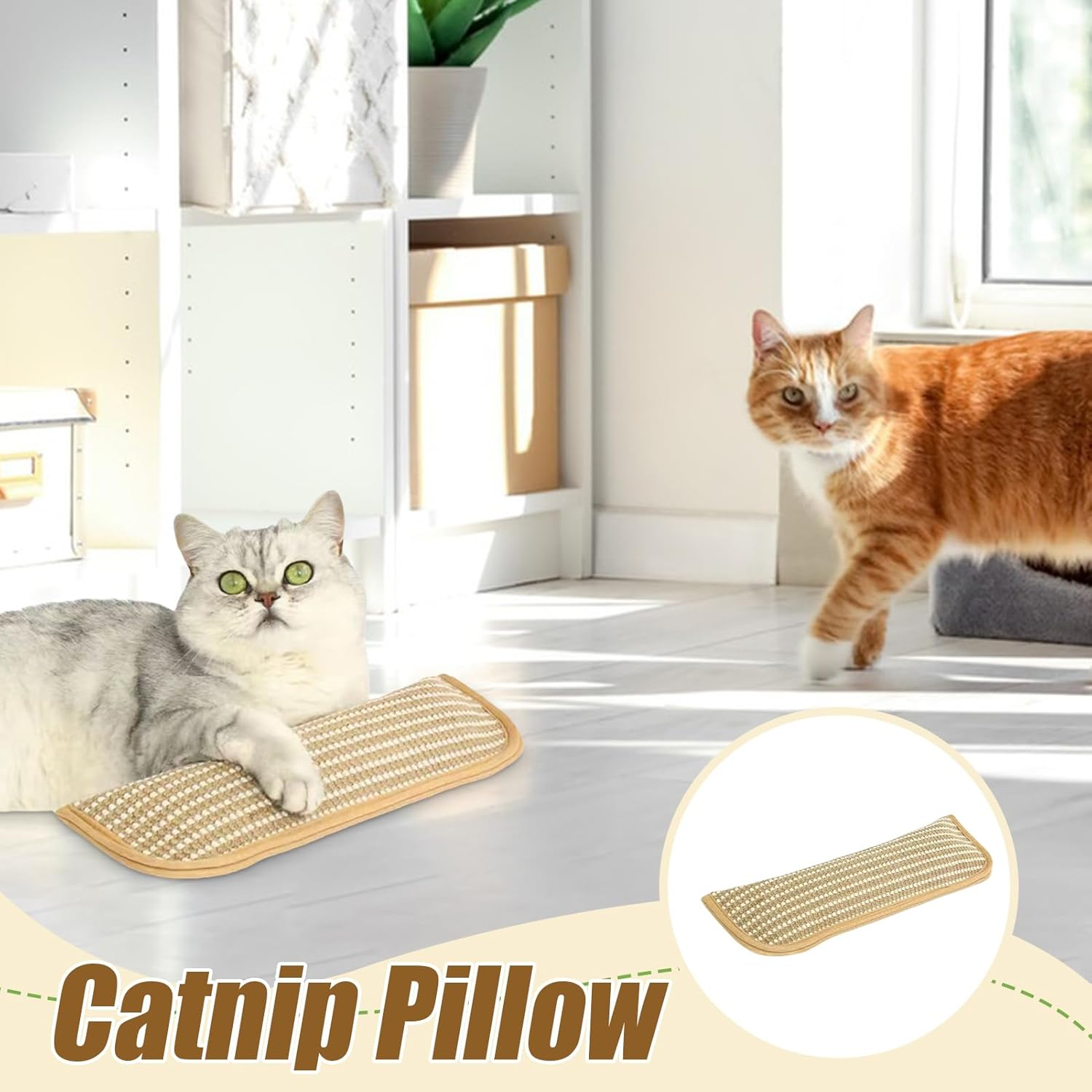 Catnip Toys,Cat Chew Toys - Sisal Scratching Pad for Teeth Care Kitten Training Play Interactive Bonding Household Small Medium Breed