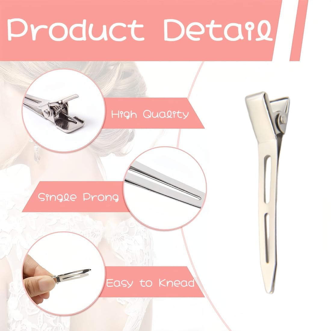 Pack of 50 Entebill Hair Clips Silver Hair Clips 5.5 Cm Hair Clips Hairdressing Alligator Clips Metal Hair Clips for Hair Clips Women'S Clips Hairdressing Salon Girls Hair Styling DIY image number 4