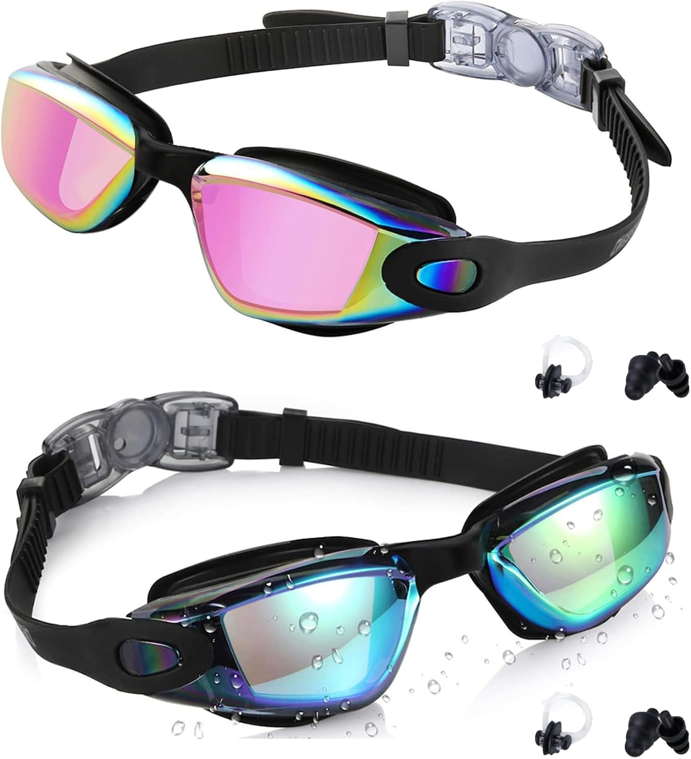 WACOOL Swim Goggles, Swimming Goggles No Leaking Full Protection Adult Men Women Youth (Kidsblackcolorpink)