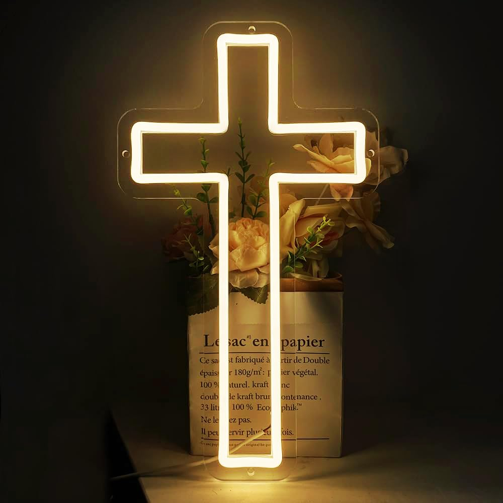 Cross Neon Sign, Jesus Cross Led Neon Light for Wall Decor Home Bedroom USB Powered Light-Upside down Cross Lights for Easter Christmas Wedding Decor image number 4