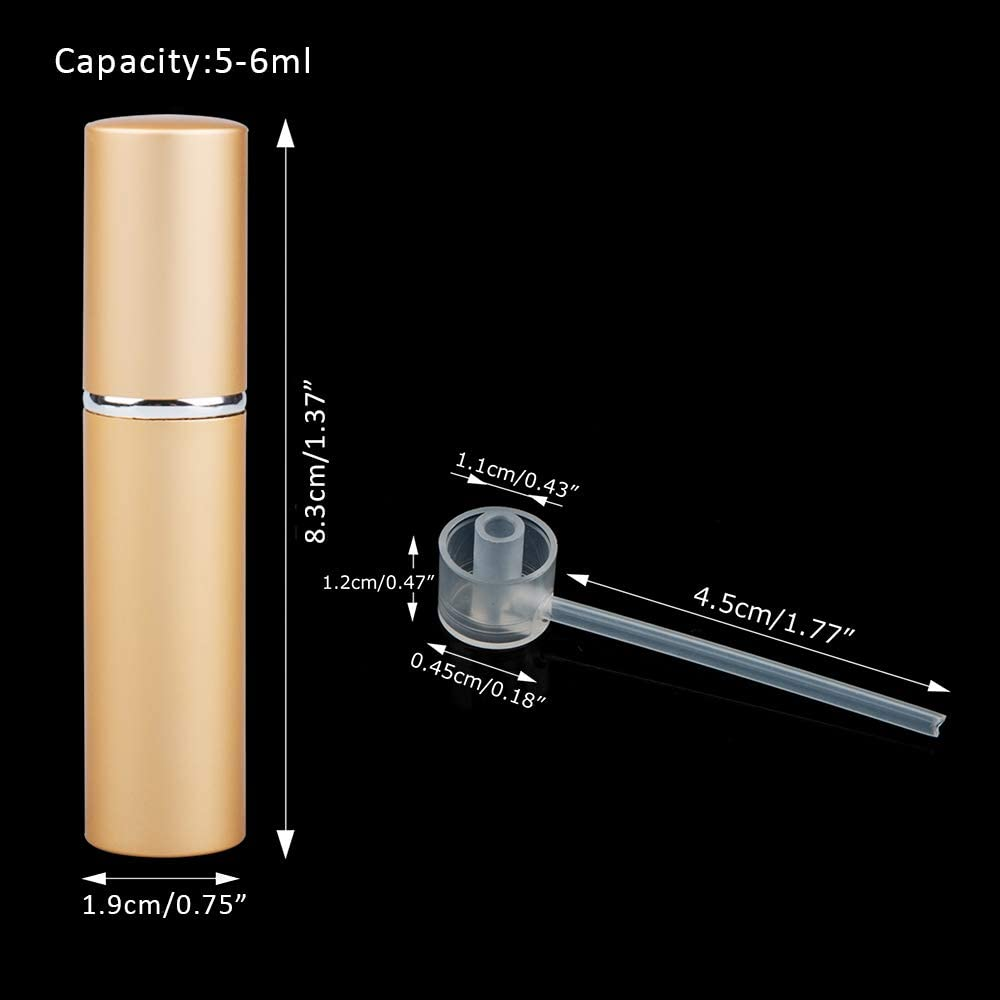 Sonku 6 Pcs 5Ml Portable Mini Refillable Perfume Spray Bottle, Empty Atomizer Scent Pump Case with 6 Pcs Perfume Refill Pump for Travel Purse and Outdoor Activities-Black,Gold,Silver,Red,Blue,Pink image number 1