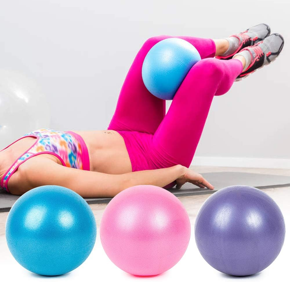 Yoga Ball, Yoga Set Exercise Ball with Yoga Block, Yoga Stretching Band, Resistance Loop Band, 5Pcs Home Gym Workout Set, Stability Ball & Balance Ball Seat to Relieve Back Pain - Blue image number 6
