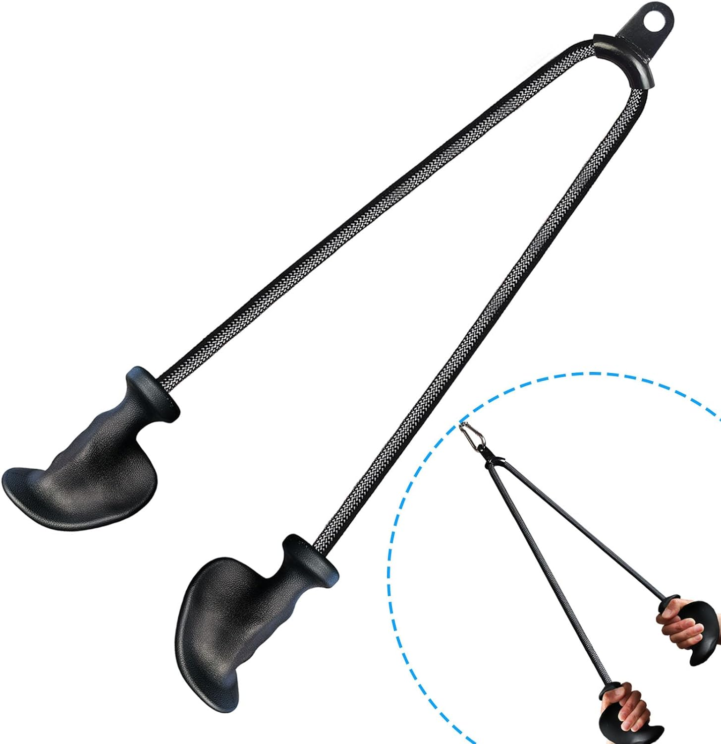 Ergonomic Tricep Rope Pull down Attachment, Gym Cable Attachment, Pull down Rope for Cable Machine, Upgraded Tricep Attachment with Full Palm Support, Tricep Rope Cable Attachment