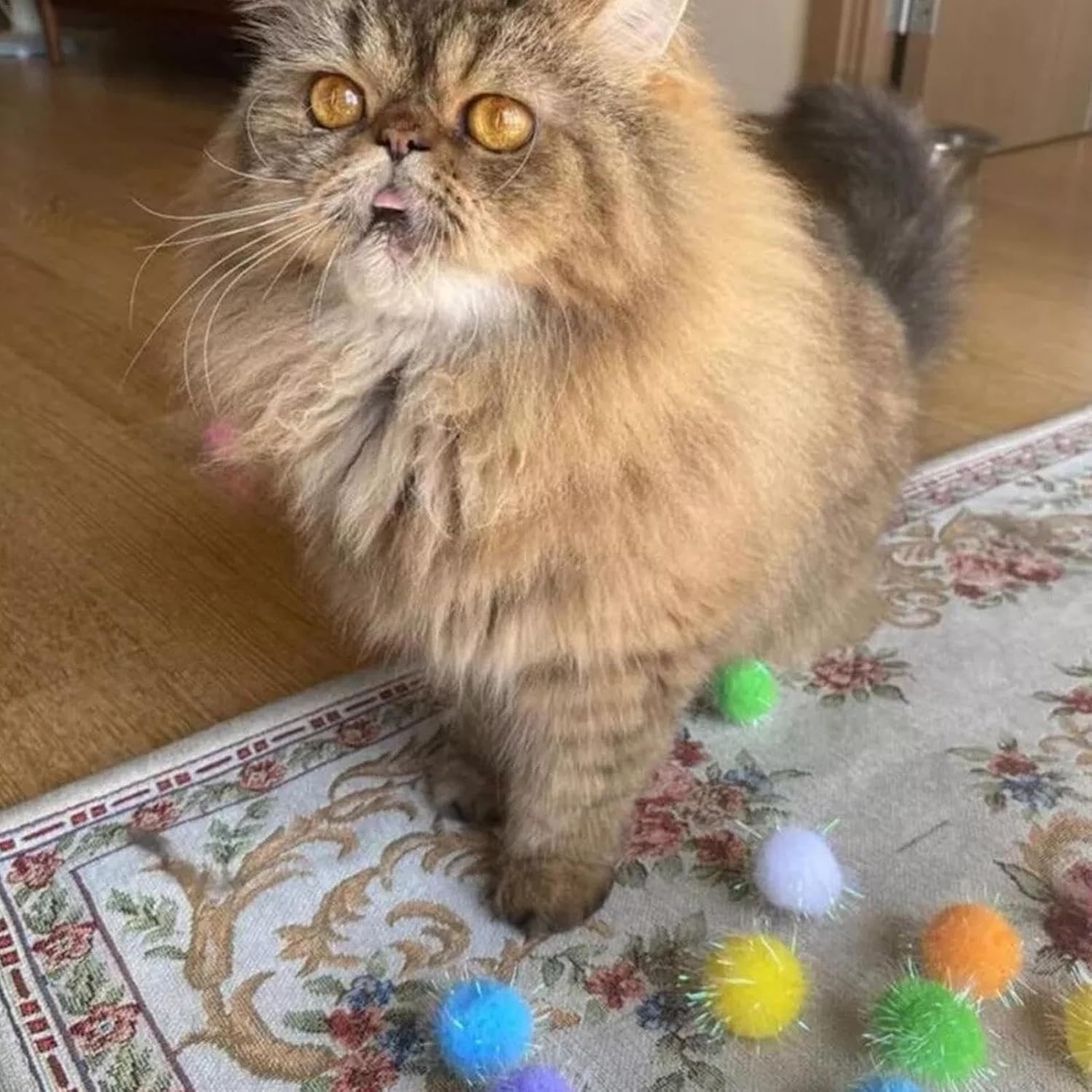 Nybhyjka Glitter Poms for Crafts | Glitter Colorful Poms Cat Toys,100X Craft Supplies Interactive Toys, Decorative Material Arts & Crafts for Handmade Art Decorations image number 3