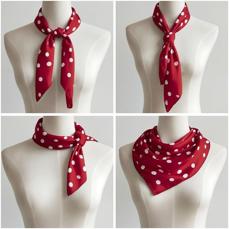 50Cm 1950S Vintage Retro Polka Dots Square Scarf Head Neck Scarves Kerchief Neckerchief - Green image number 5