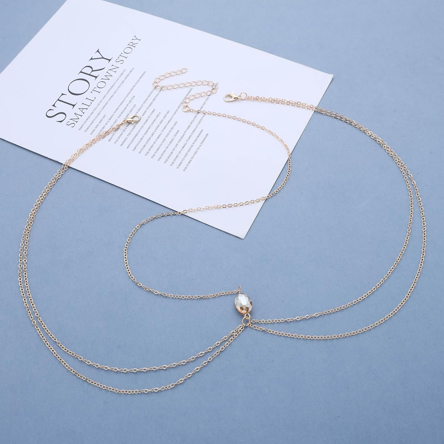 Tseenyi Layered Chain Forehead Headband Gold Chains Head Chain Multilayer Tassel Head Chains Hair Fashion Crystal Pendant Hair Accessories Layered Fringe Forehead Hair Accessories Headband image number 5