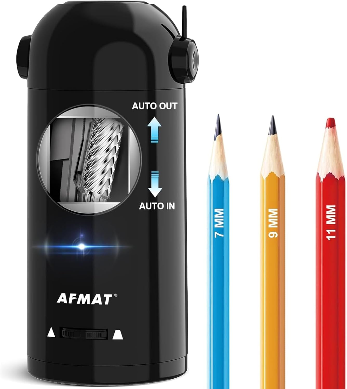 AFMAT Electric Pencil Sharpener, Fully Automatic Rechargeable Pencil Sharpener for 7-11.5Mm Pencils, Auto in & Out, Hands-Free Robot Pencil Sharpener for Home, Classroom, Battery Operated, Green
