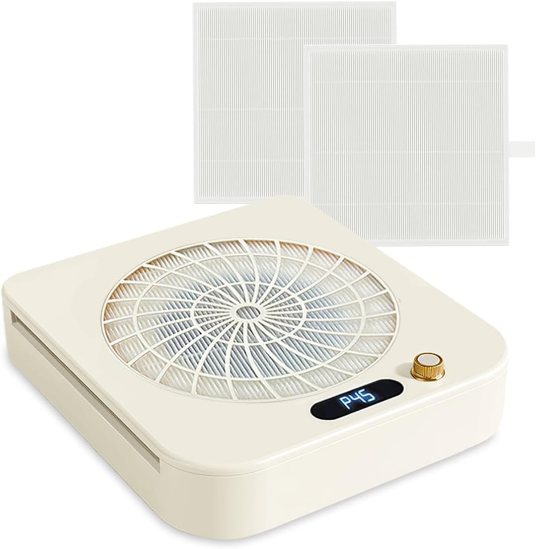 Leopacat Dust Extraction for Nails, Nail Dust Collector, Adjustable Vacuum Cleaner Tool with 2 Filters, 80 W Pour Acrylic Nail Polish in Salon at Home