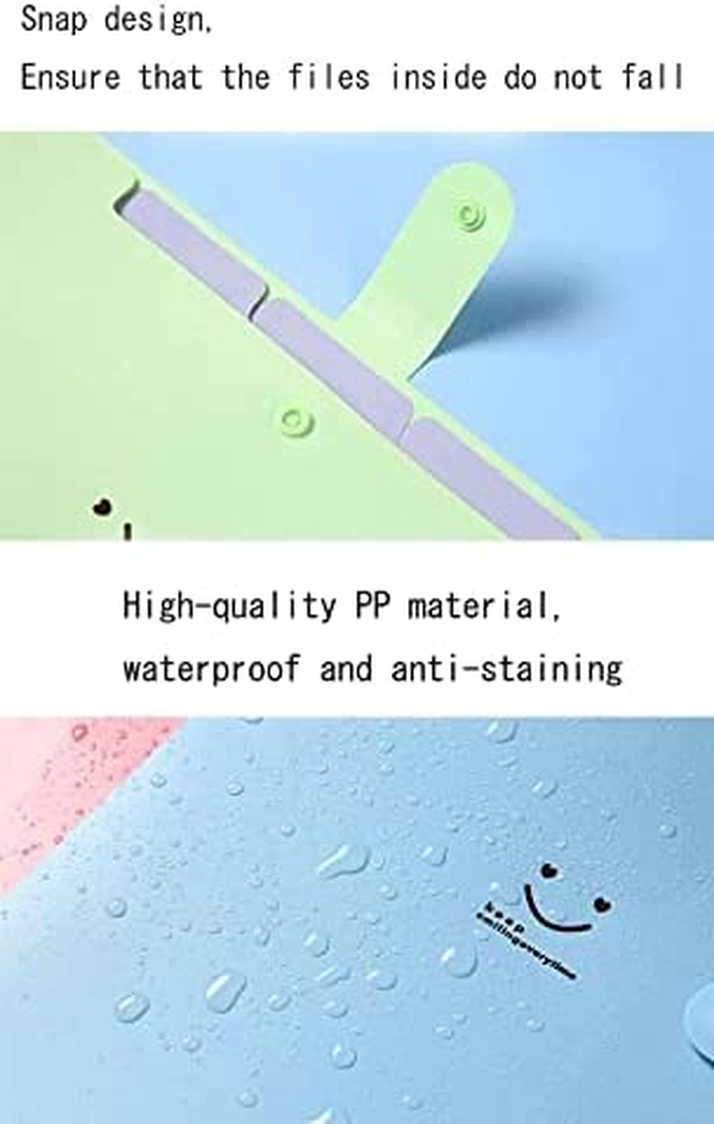 A4 Folder Plastic Folder Insert Storage Bag Storage File Organ Folder File Folder Waterproof File Bag Test Paper Bag Information Booklet 5 Grids 4 Packs (Grass Green + Blue + Light Pink + Purple) image number 4