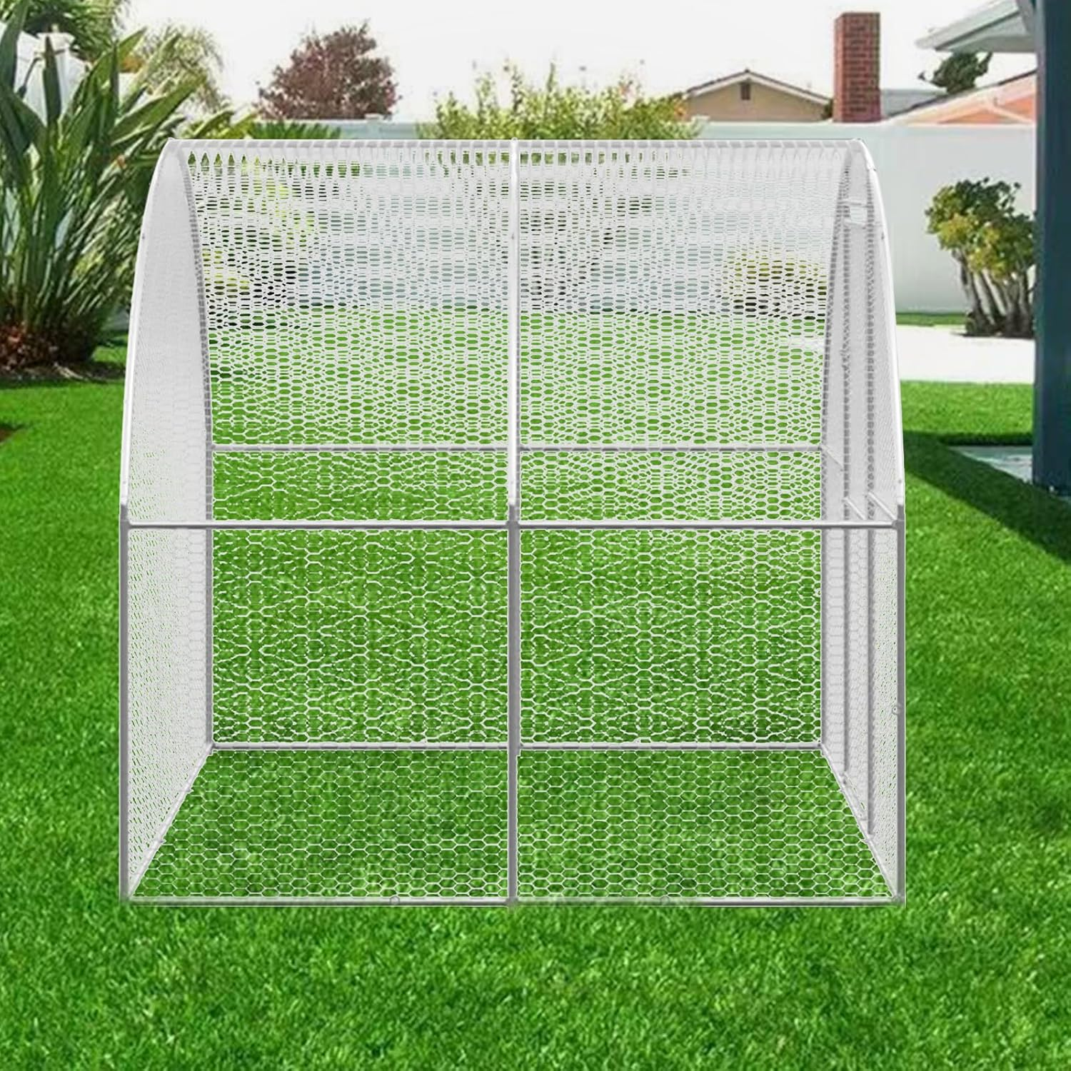 Chicken Coop Large Rabbit Hutch, 3X2X2 M Coops Pet House Run Cage Walk in Guinea Pig Ferret Bunny Hen Chook, Outdoor Metal Door Farm image number 2