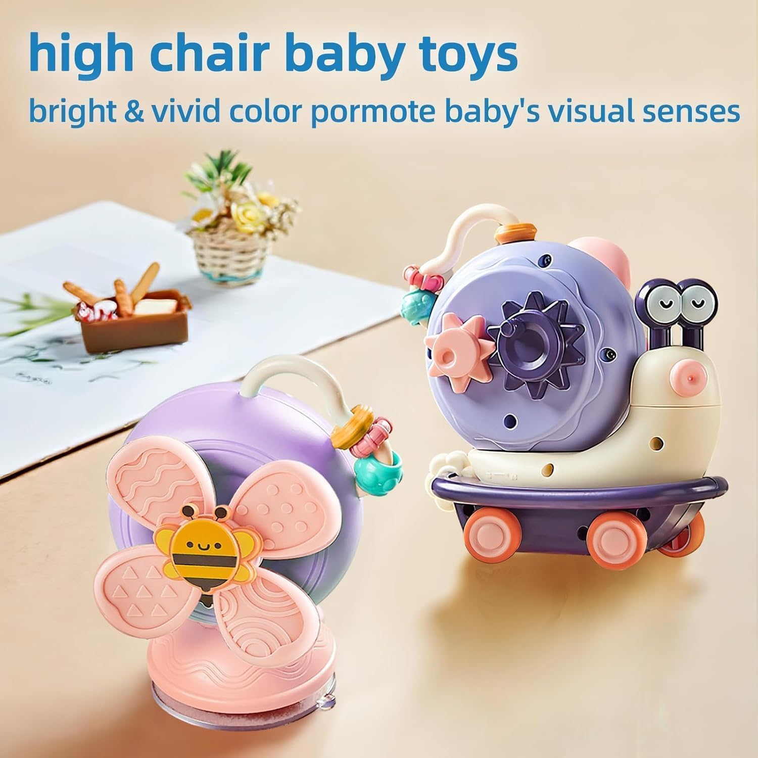 Montessori Sensory Toys，Infant Toys Can Be Assembled and Disassembled，High Chair Toy Can Be Broken down into Baby Car Toy/Spinning Top (Purple) image number 1