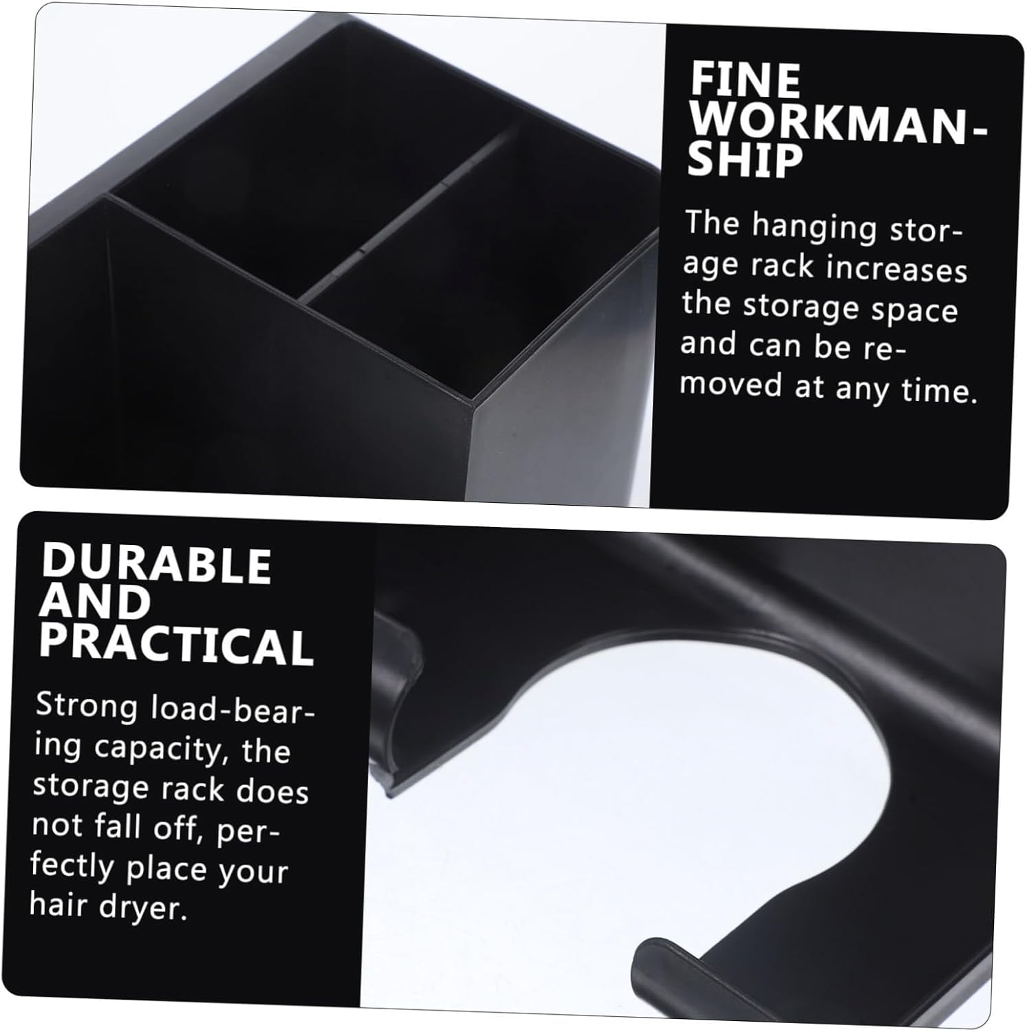 LOORGVEL Wall Mounted Hair Dryer Holder Self Adhesive Blow Dryer Stand for Bathroom Bedroom Hairdressing Tool Storage Organizer for Combs Beauty Accessories Smooth Edges No Damage image number 6