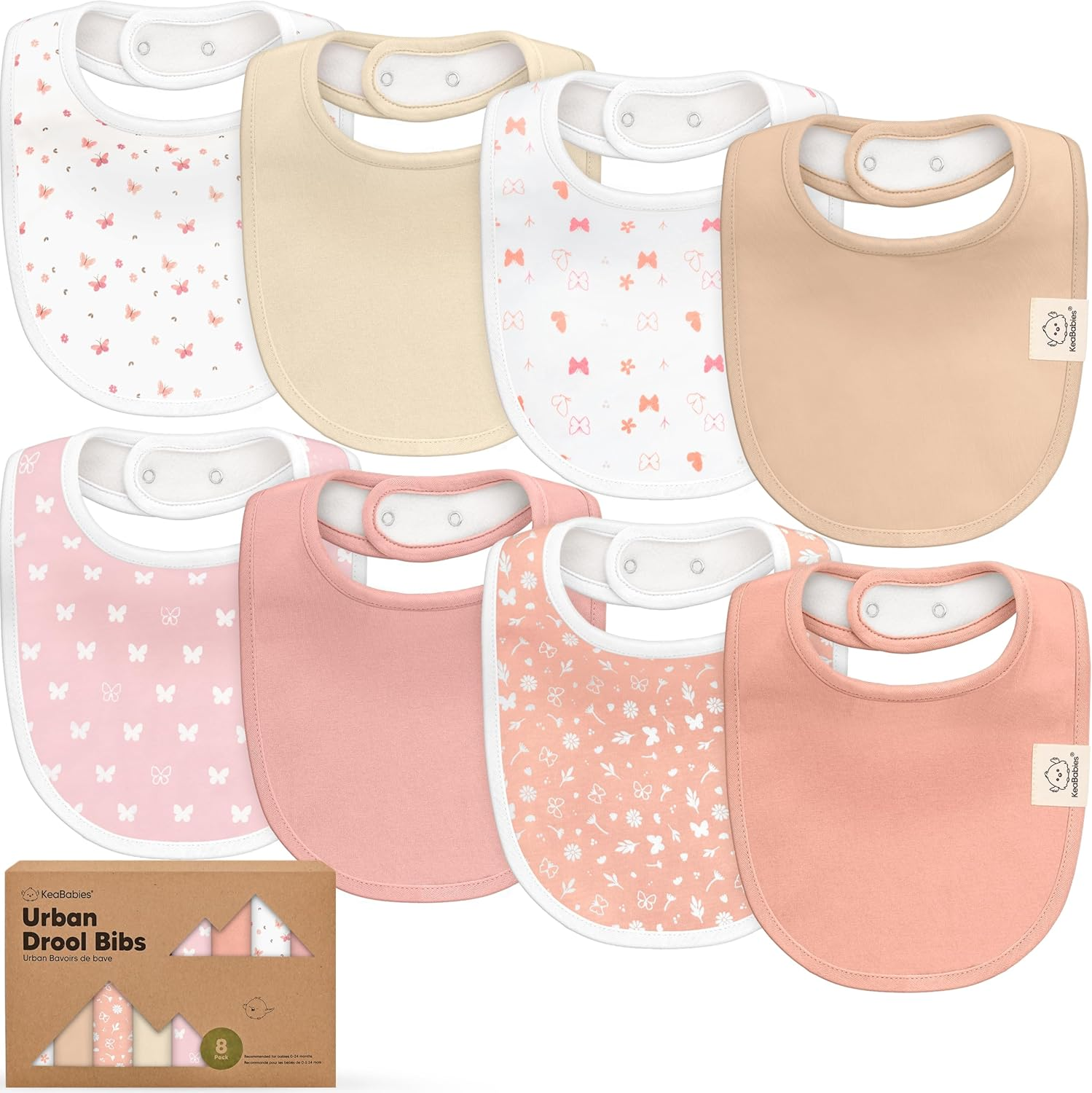 Organic Baby Bibs for Boys & Girls - Organic Cotton Teething Bib - Newborn Bibs for Baby Girl, Boy - Infant Bibs - Machine Washable Newborn Cloth Bib 0-24 Months Baby Drool Bibs (Sweet Charm)