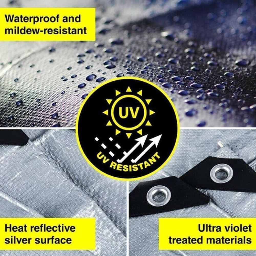 Leona Co 180Cm X 240Cm (6' X 8') Waterproof Multi-Purpose Poly Tarp &ndash; Tarpaulin Protector Cover Sheet for Cars, Boats, Construction Contractors, Campers, and Emergency Shelter, Rot, Rust and UV (1) image number 1