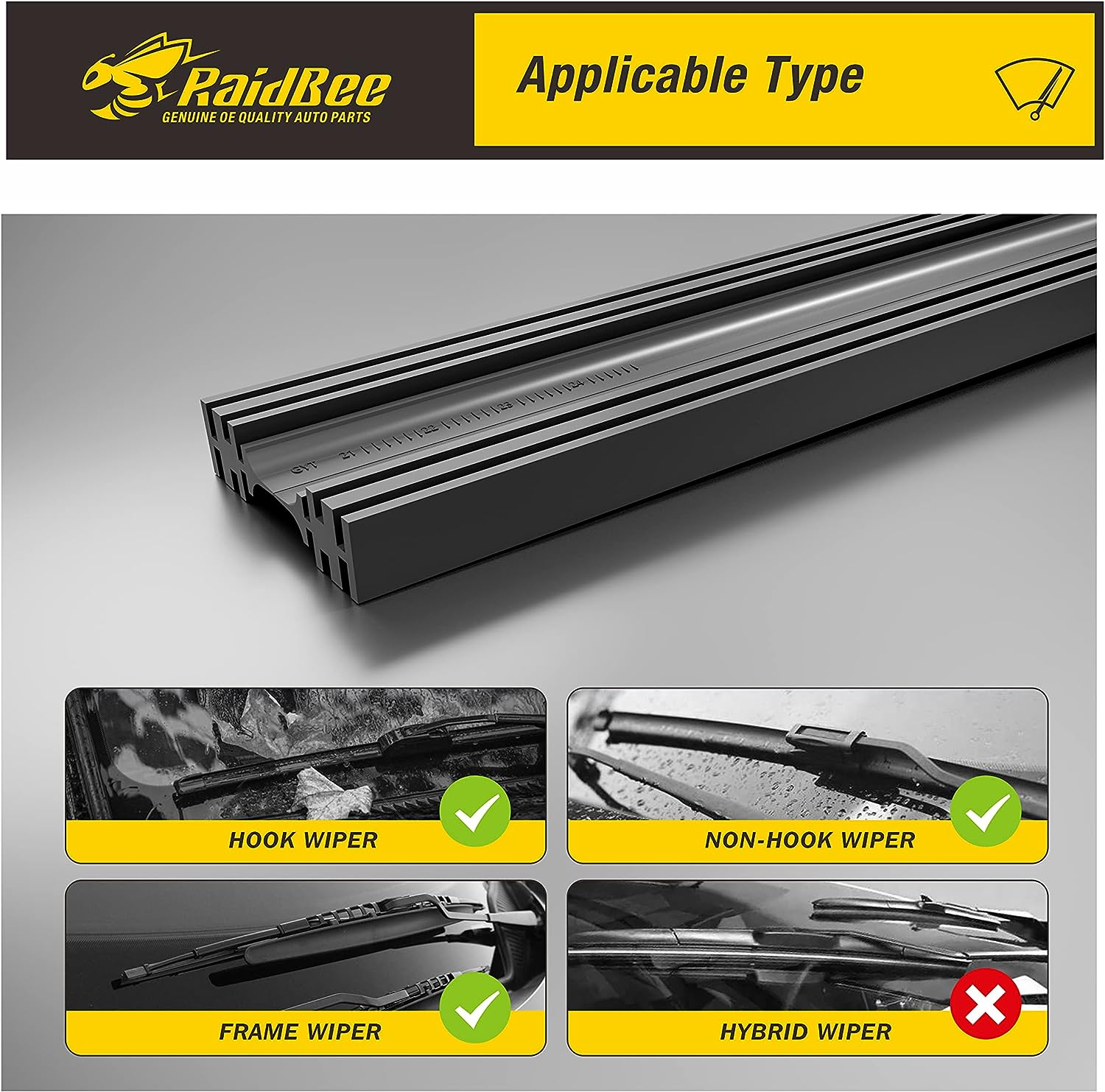 Wiper Blade Refill,4 Pcs Adjustable Size of Universal Replacement Windshield Wiper Refill Replacement for Tesla,Toyota,Hyundai,Honda Front & Rear Windshield Wiper Baldes Rubber Strip(26") image number 6