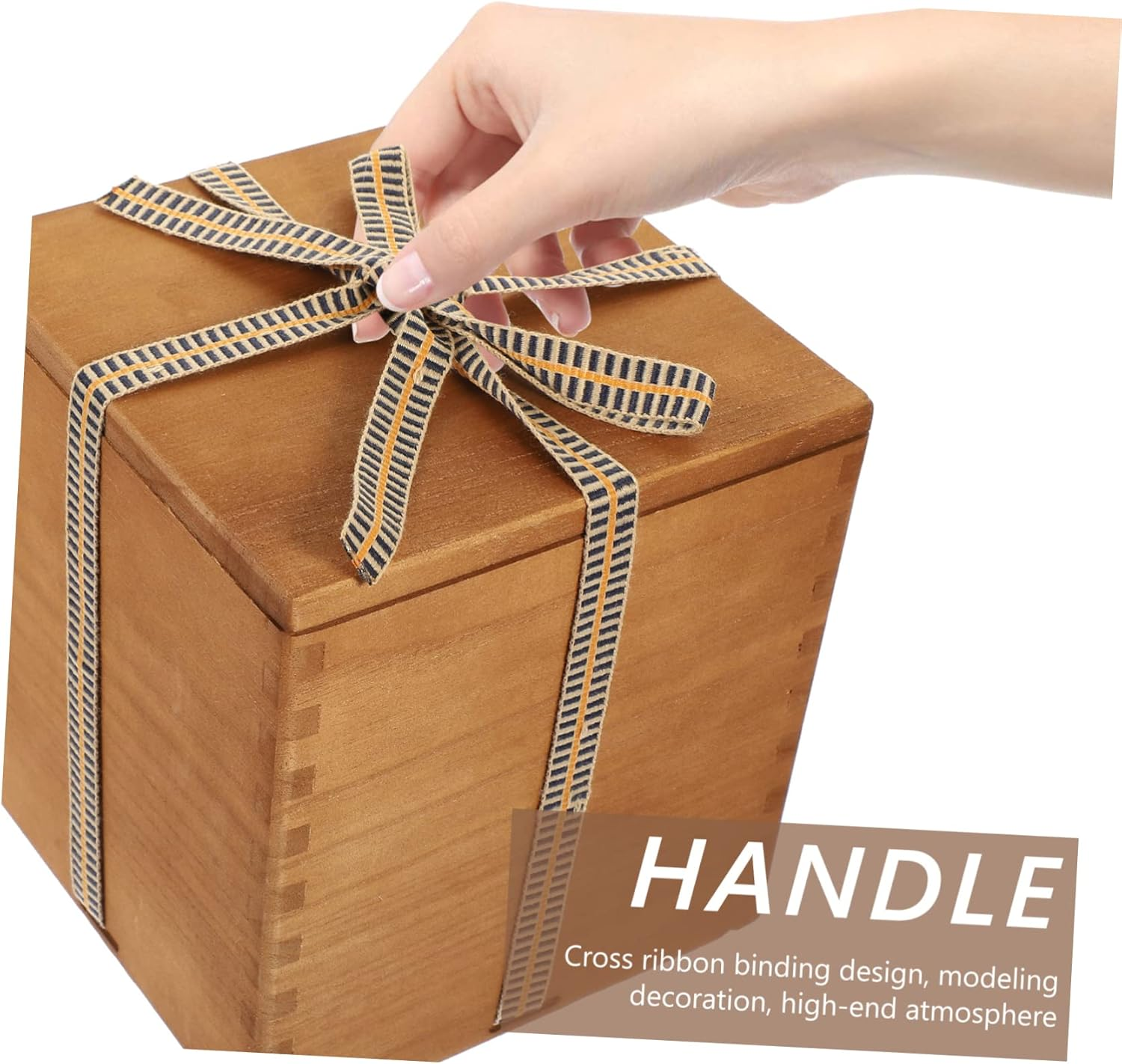 Vintage Wooden Box for Ceramic Vase and Teacup Storage, Square Multi-Function Sundries Case with Packaging, Suitable for Wedding and Home Decoration image number 3