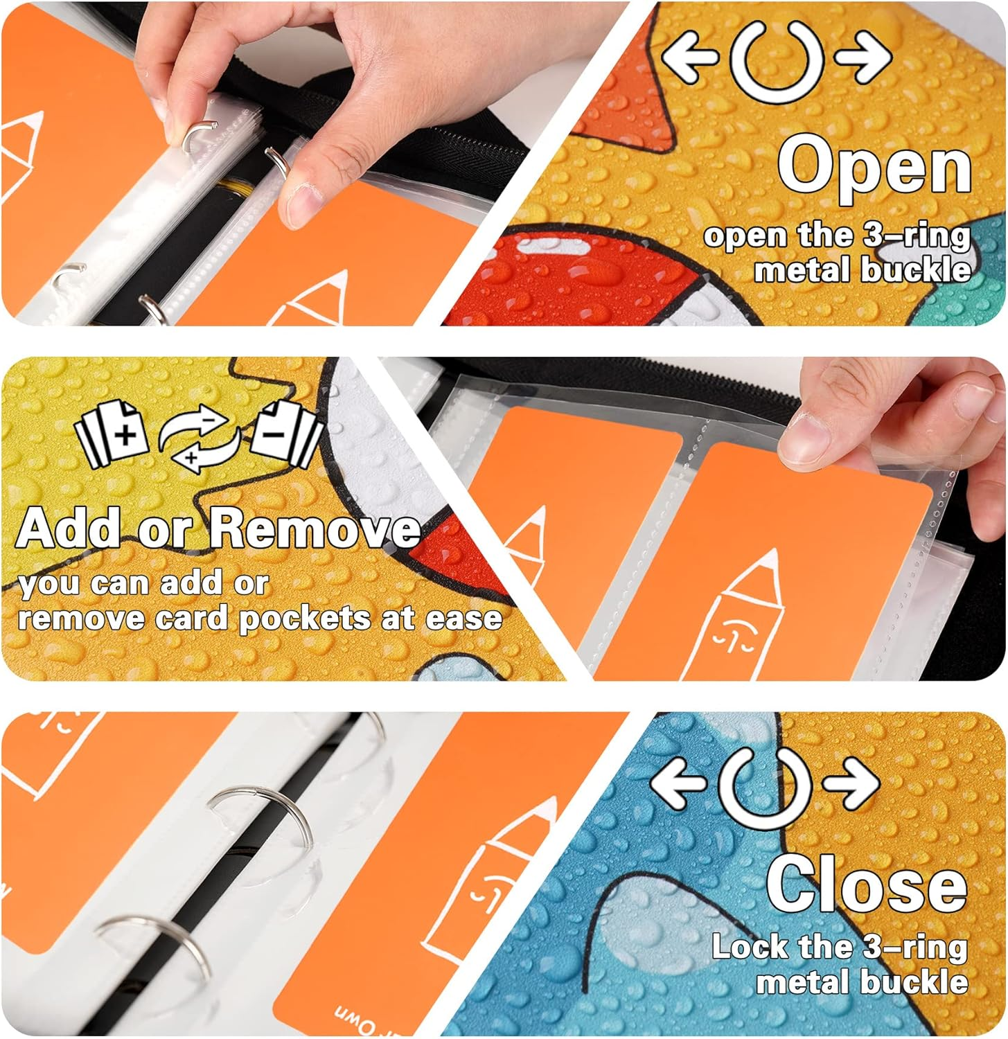 MGZNMTY Card Binder for Yoto Player Cards, Hold up to 96 Cards with Sleeves Binder 4-Pocket, Designed to Yoto Mini Cards Holder for Boys and Girls (Yellow) image number 5