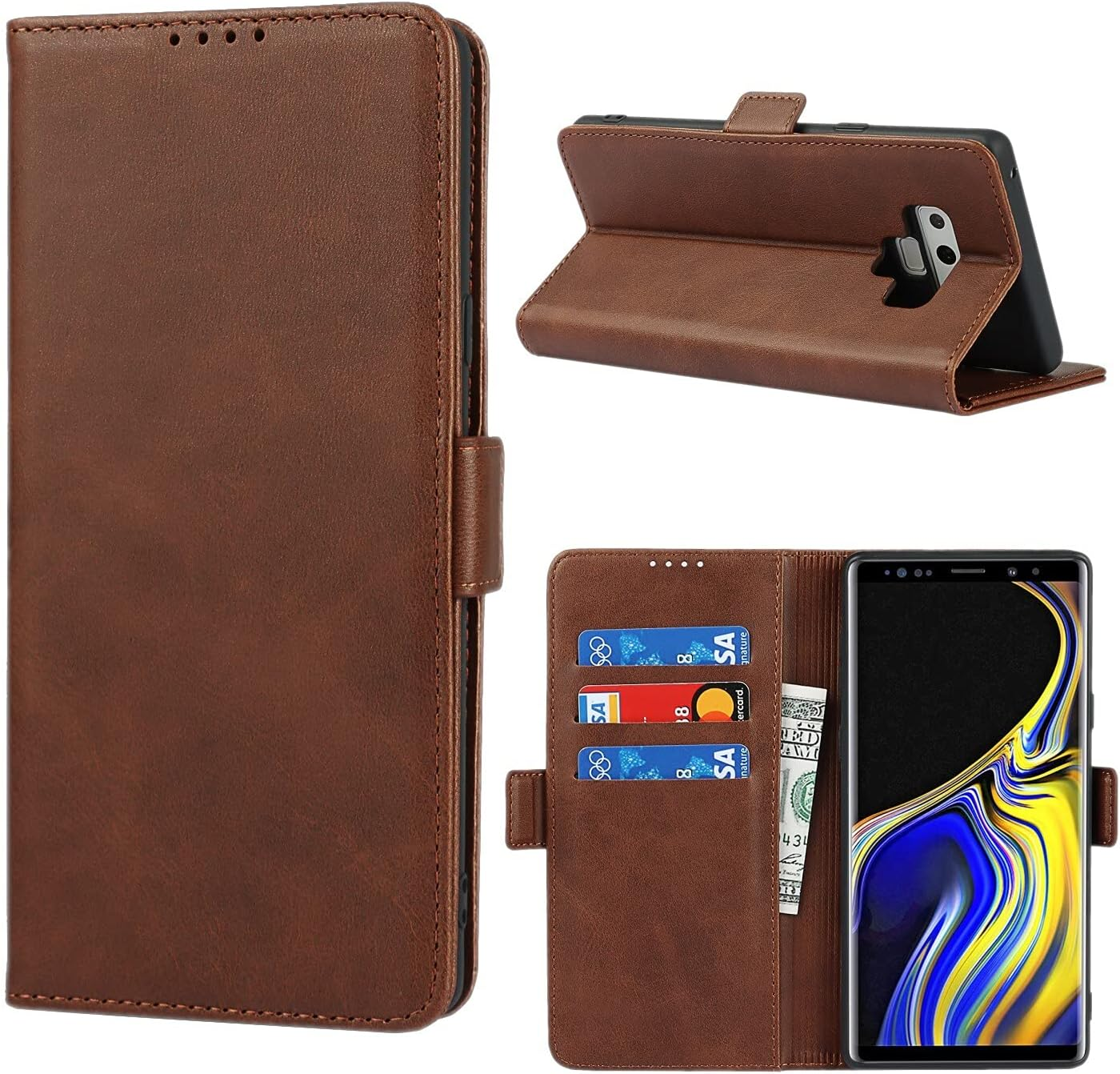 Cavor for Samsung Galaxy Note20 Ultra Case,Note20 Ultra 5G Case,Leather Wallet Phone Case with Magnetic Closure & Card Slots(6.9")-Black