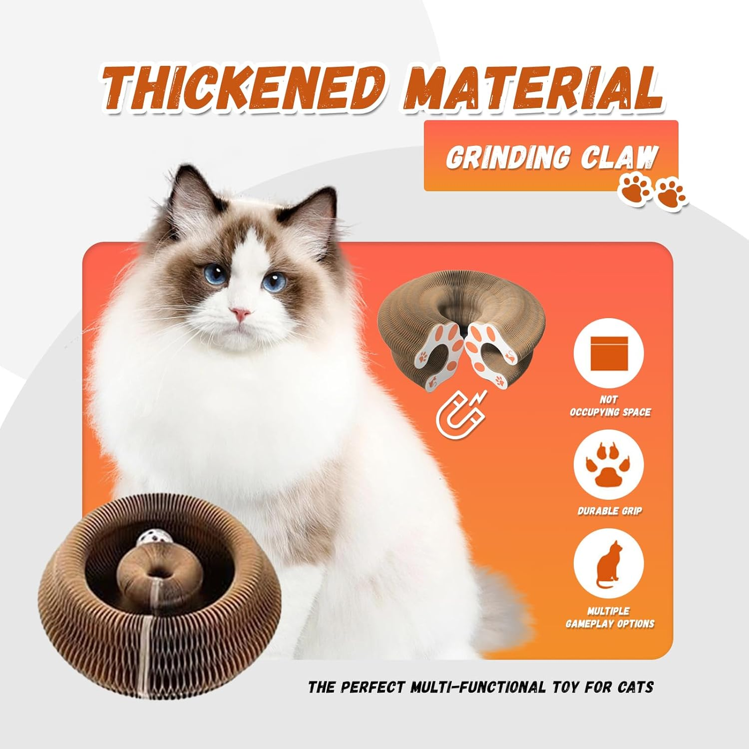 Magic Organ Scratch Board,Foldable Accordion Toy,Interactive Scratching Pad with Endless Shapes,Cardboard Scratch Pad for Indoor Cats,Eco Friendly Cat Toy,Cardboard Cat Scratchers for Indoor Cats