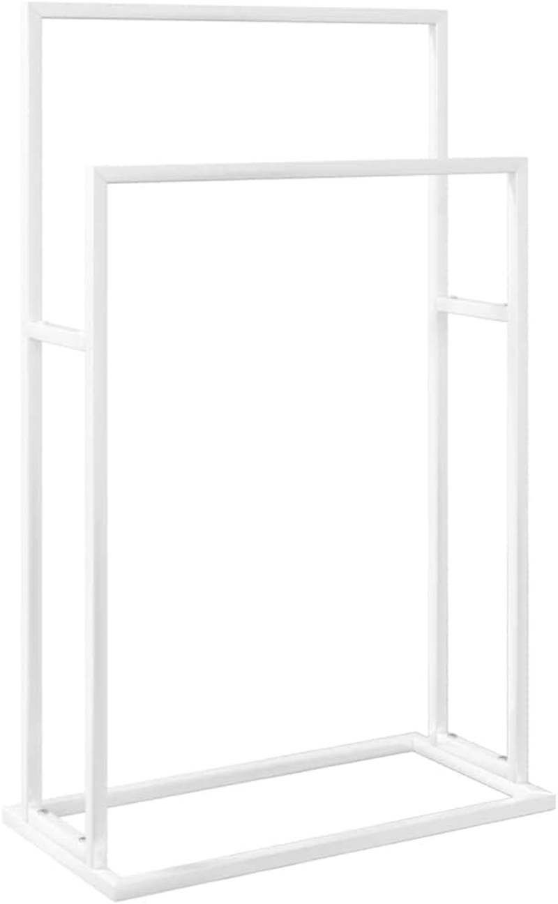 Vidaxl White Freestanding Towel Rack &ndash; Made of Robust Iron with 2-Tier Storage, Ideal for Bathroom Organisation and D&eacute;cor. image number 7