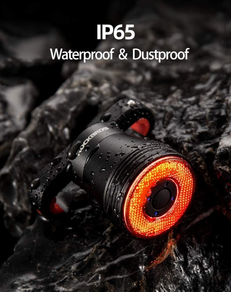 ROCKBROS Bike Tail Light Smart Brake Light Bicycle Taillights Bicycle Rear Tail Light USB Charging IP65 Waterproof LED Bicycle Lights image number 6
