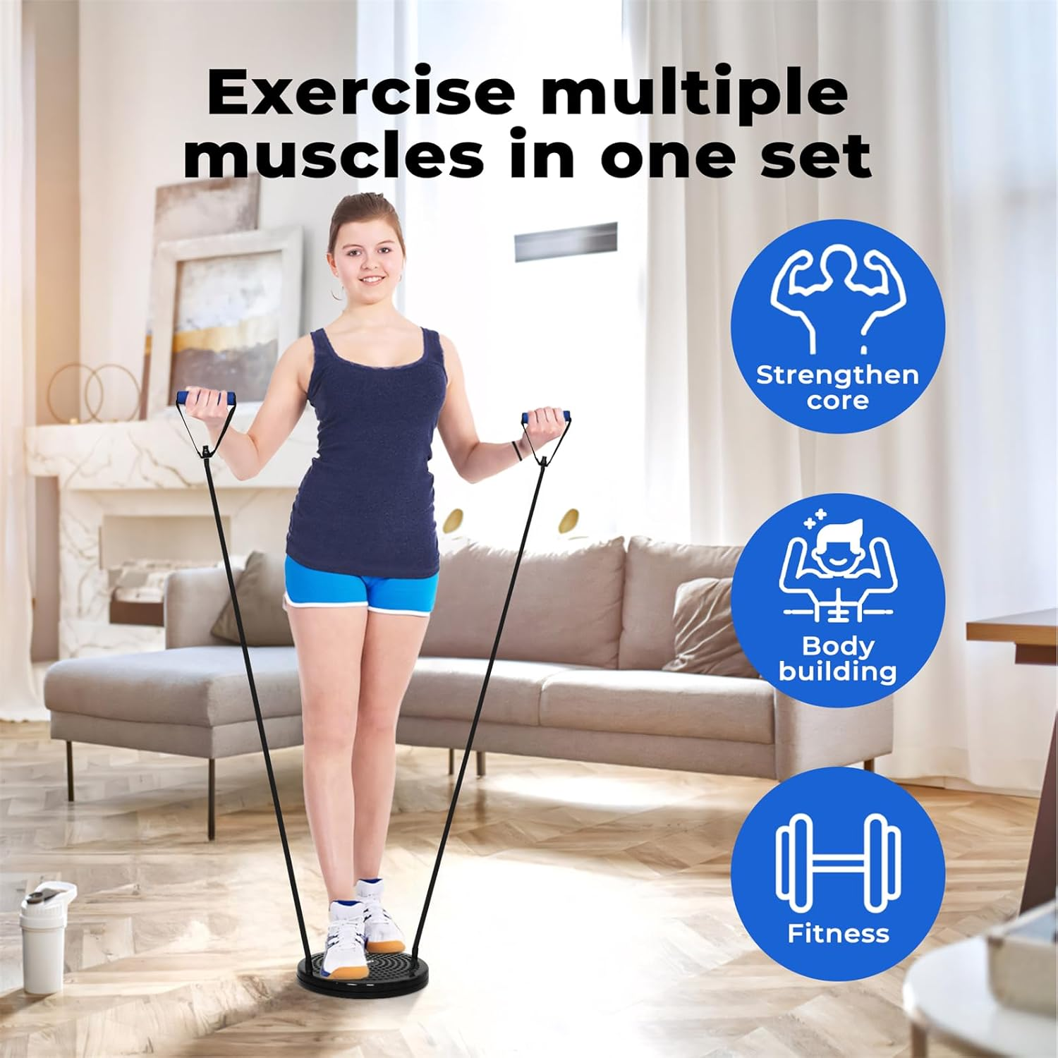 Centra Exercise Roller Wheels Set, Weighted Fitness Hula Hoop,Push up Bars,Ab Roller Wheel,Hand Grip Strengthener, Ab Twist Waist Disc Board, Home Gym Exercise Equipment image number 2