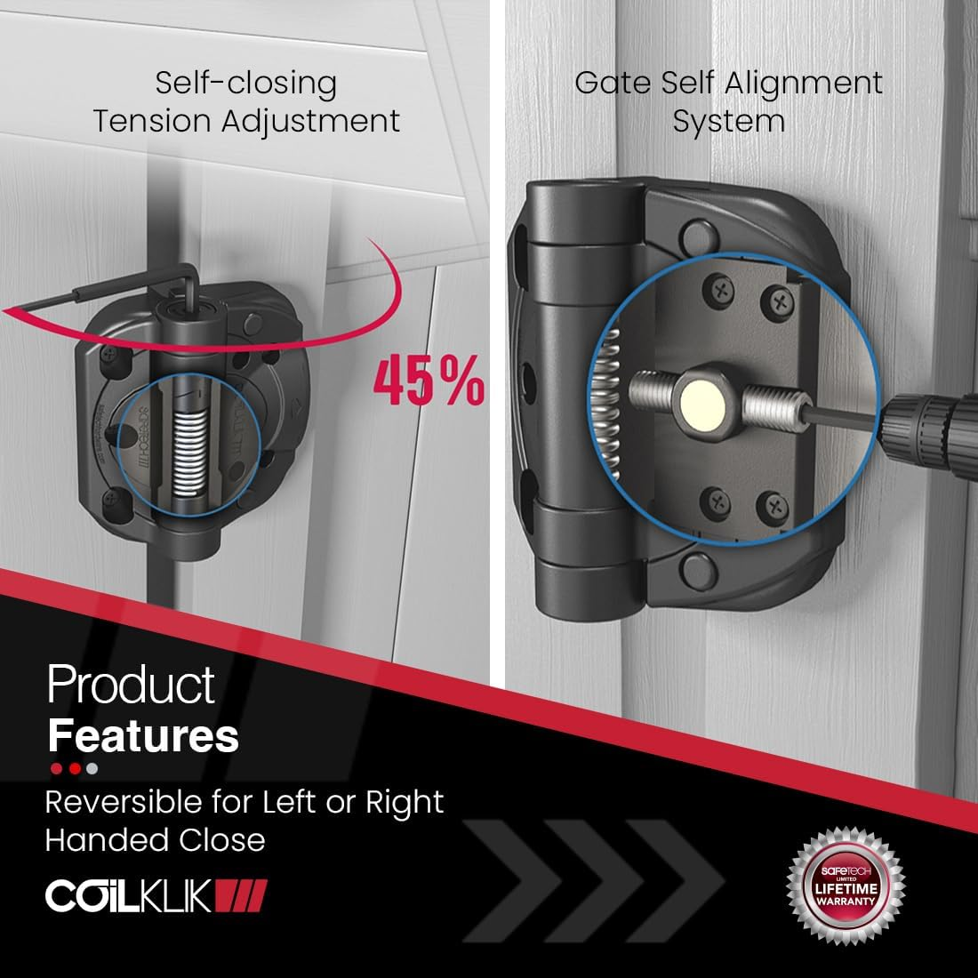 Romak SHC-135 H/D Self Aligning Durable Adjustable Tension Hinge, Black image number 4