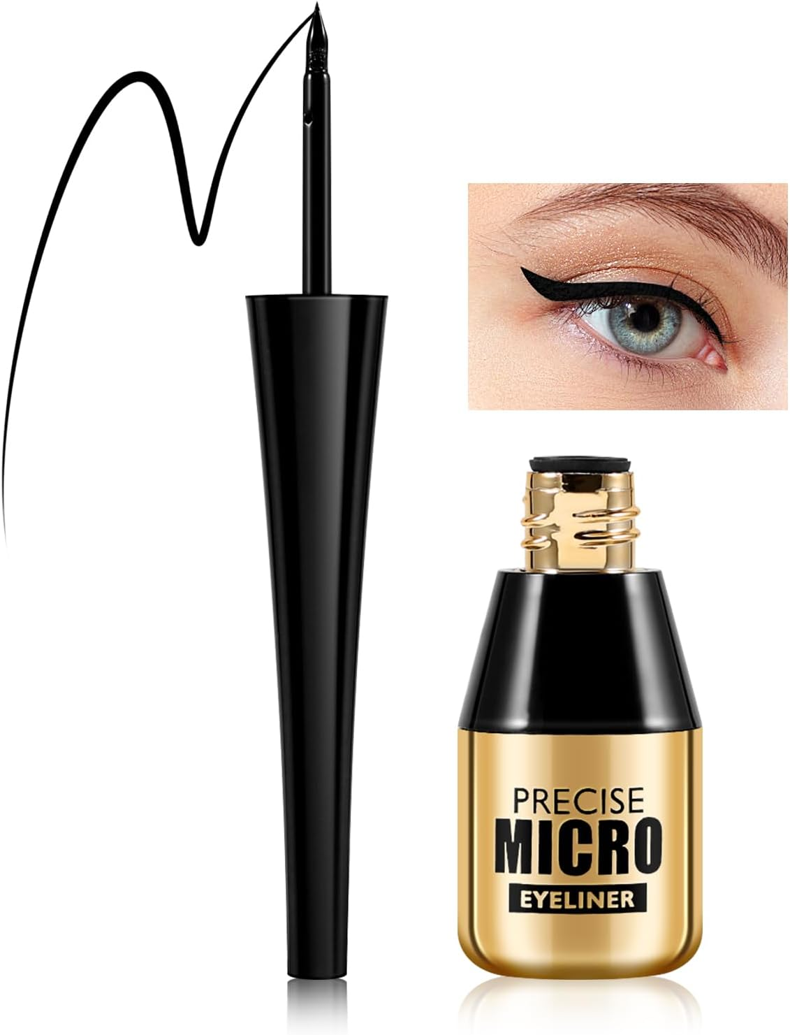 Boobeen Liquid Eyeliner Waterproof Liquid Liner, Matte Black & Brown, Precise Micro Tip Eyeliner Applicator, Longwear Liner for Bold Looks