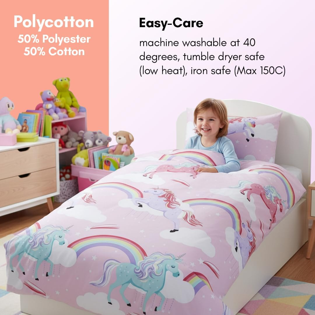 Rapport Home Toddlers Unicorn Duvet Cover Set, Pink Unicorn Toddlers Bedding Set image number 5
