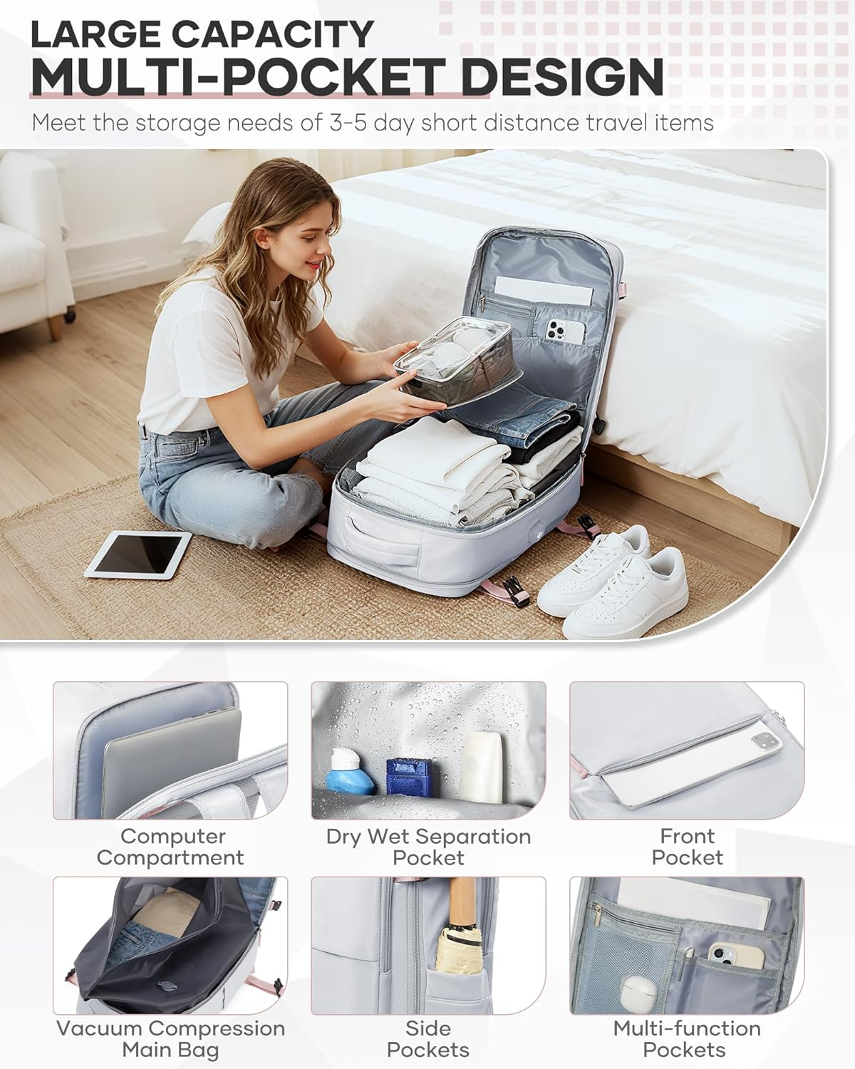 Large Airback Backpack with Vacuum Seal Compression