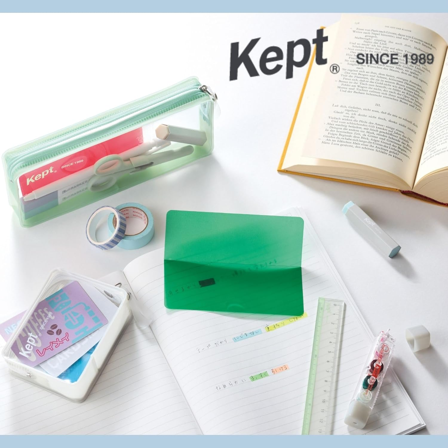 Raymay Fujii KP1331A Pouch Kept Reckcard Pouch, Clear, Blue - Gray image number 2