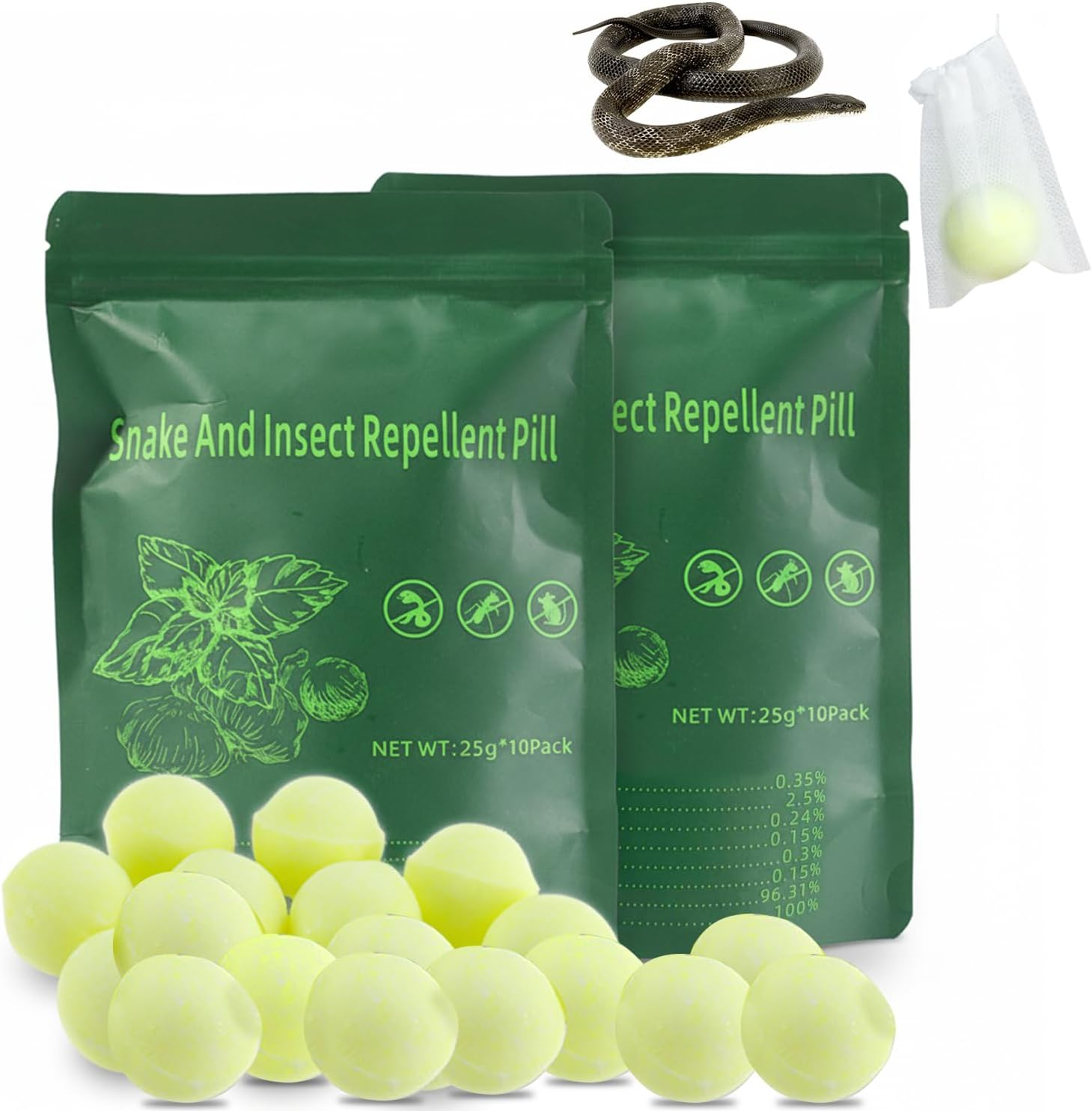 Snake Repellent Balls - 20 Pack | Best Snakes Deterrent for Yards | Keep Snake Away Repellent for Indoor or Outdoor, Garden, Lawn, Pet Safe