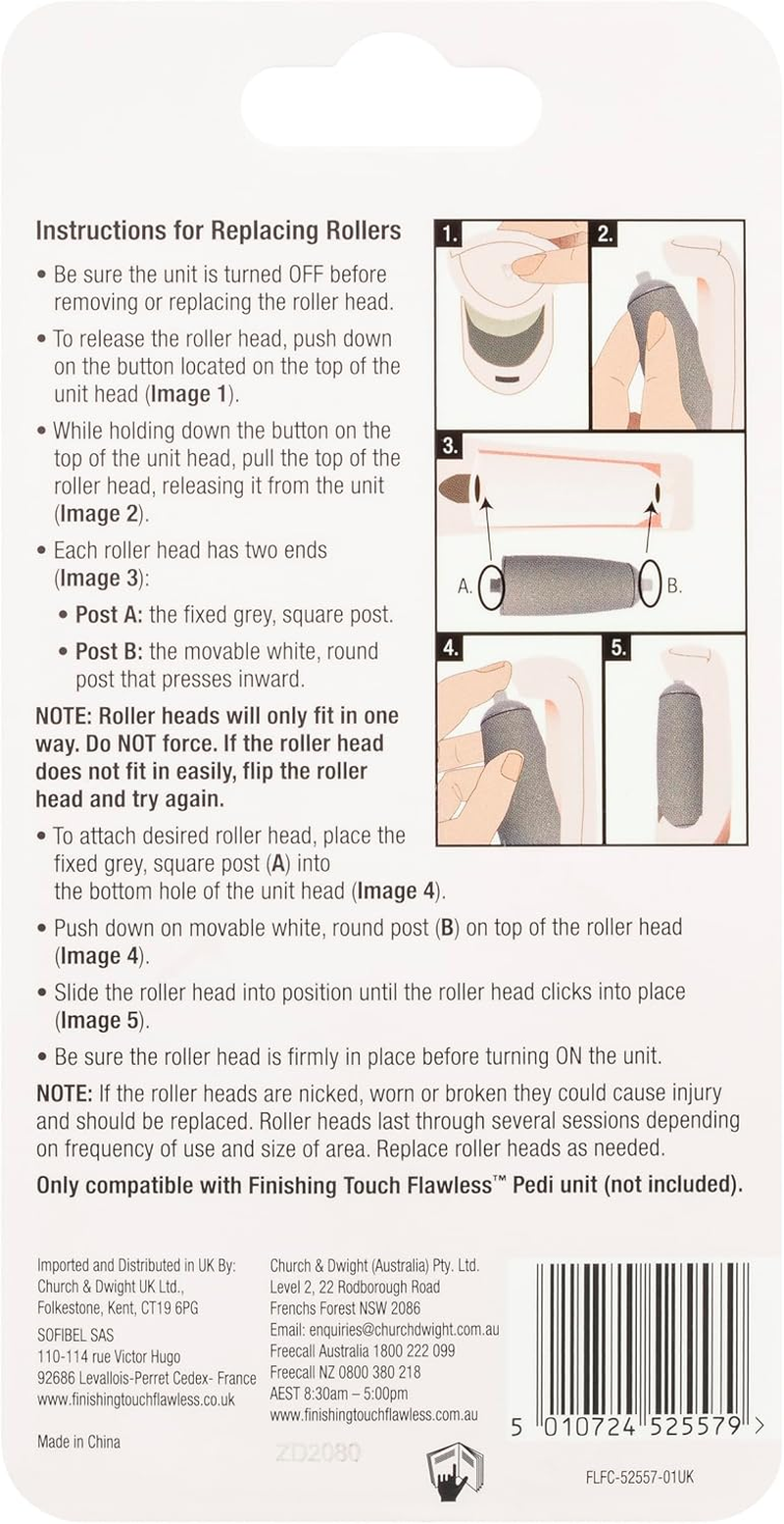 Finishing Touch Flawless Pedi Replacement Heads 3 Pack | for Rechargeable Pedicure Tool, Smooths Dry & Cracked Skin, Removes Hardened Skin & Calluses for Polished Feet image number 4