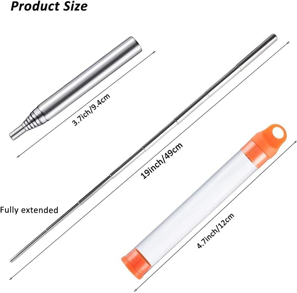 2 PCS Stainless Steel Collapsible Fire Blower Tube, Orange, Fireplace, Barbecues, Campfire image number 2