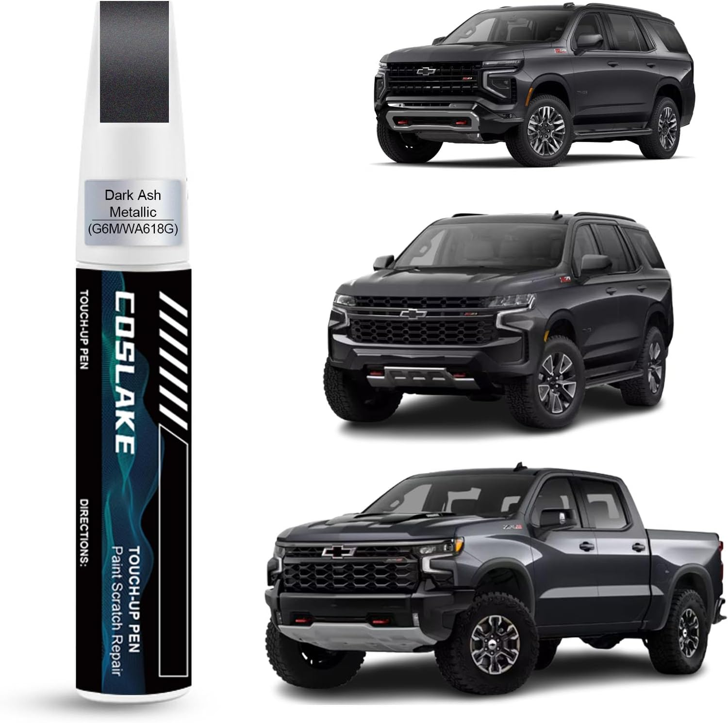 Car Touch up Paint(Dark Ash Metallic(G6M/Wa618G)) for Chevrolet, Car Paint Scratch Repair Kit, Quick & Easy Solution to Repair, 2 in 1 Scratch Remover Pen with Color-Matched