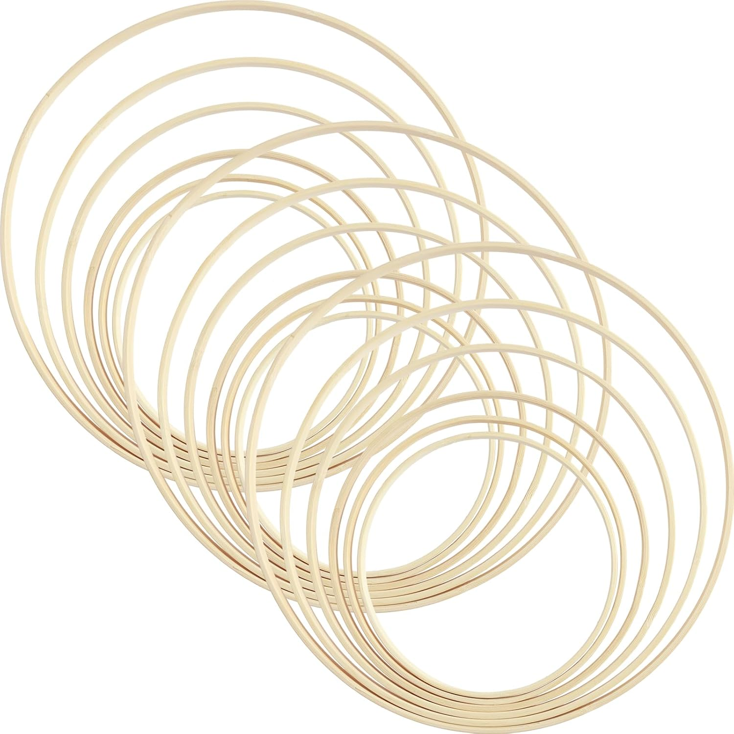 18Pcs Bamboo Hoop Set,Craft Hoop Rings for DIY Wedding Wreath,Dream Catcher Rings,Rings Supplies for Crafts,Bamboo Floral Hoop,Diy Bamboo Rings for Wedding Wreath Decor Dream Catcher image number 5