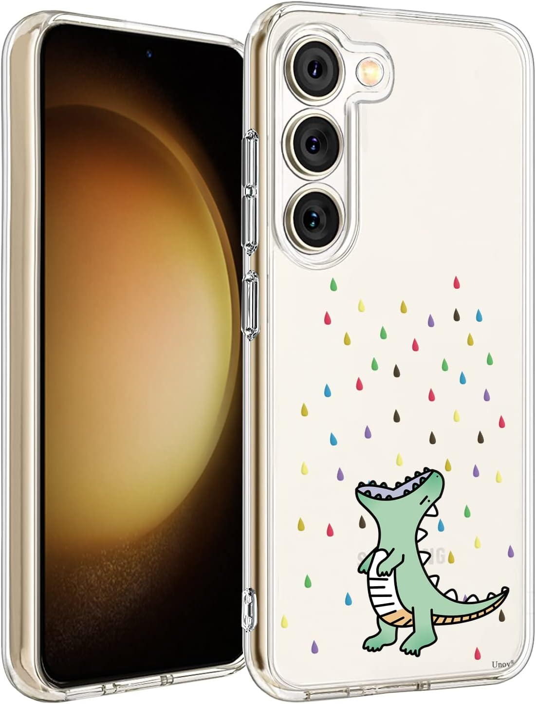 Unov Case Compatible with Galaxy S23 Case Clear with Design Soft TPU Shock Absorption Slim Embossed Pattern Protective 6.1 Inch (Flower Bouquet)