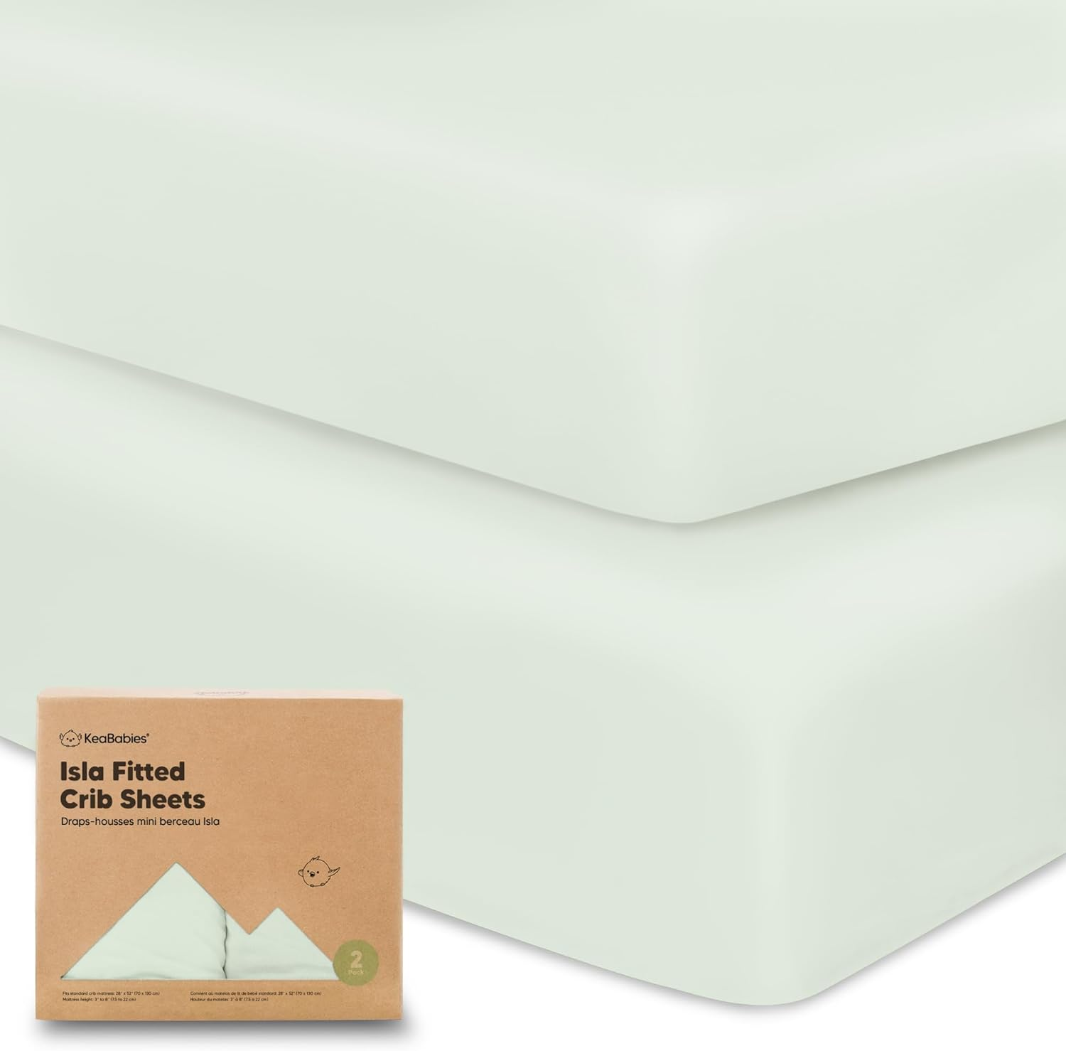 2-Pack Bamboo Cot Sheets for Boys, Girls - Jersey Fitted Cot Sheet, Organic Baby Cot Sheets Neutral, Cot Mattress Sheet, Toddler Bed Sheets, Baby Sheets for Cot, Unisex Cot Fitted Sheet (Soft White)