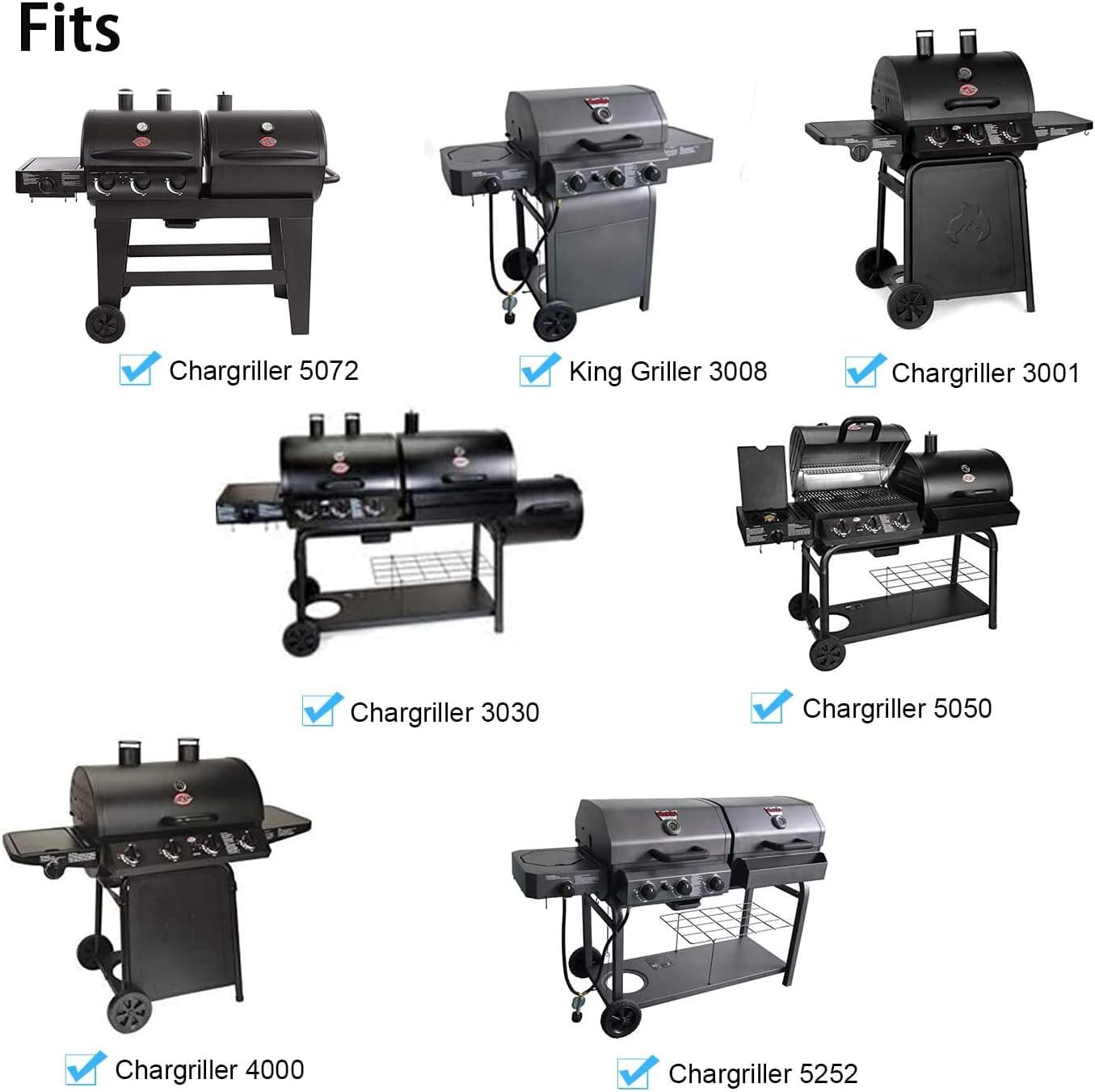 Votenli P9505A (3-Pack) Porcelain Steel Heat Plate, Heat Shield, Heat Tent, Burner Cover, Vaporizor Bar, and Flavorizer Bar Replacement for Select Chargriller Gas Grill Models image number 1