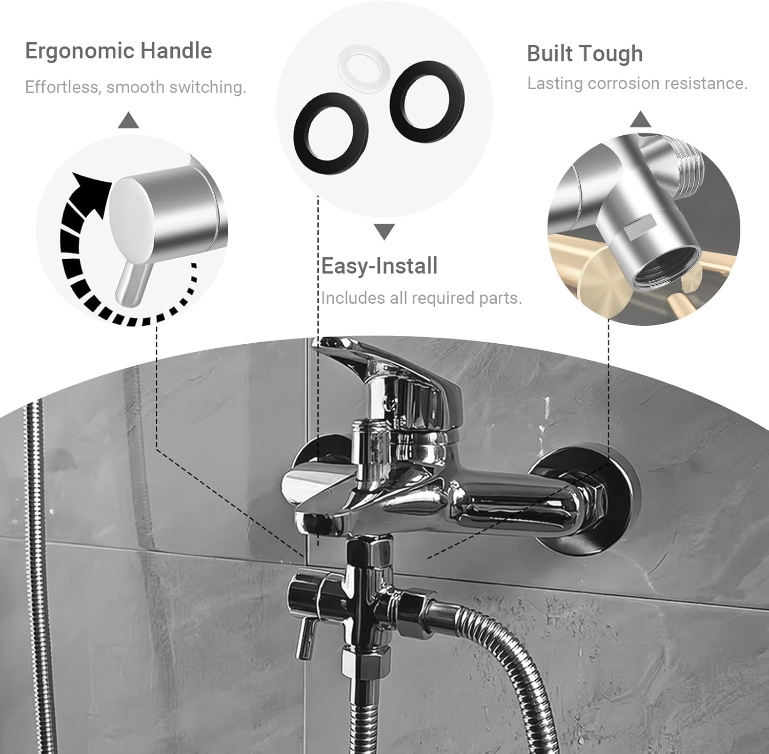 Shower Diverter Valve, 3-Way Faucet Diverter Compatible with Handheld and Wall-Mounted Shower Heads (Note Sizes: 20Mm & 25Mm!) image number 1