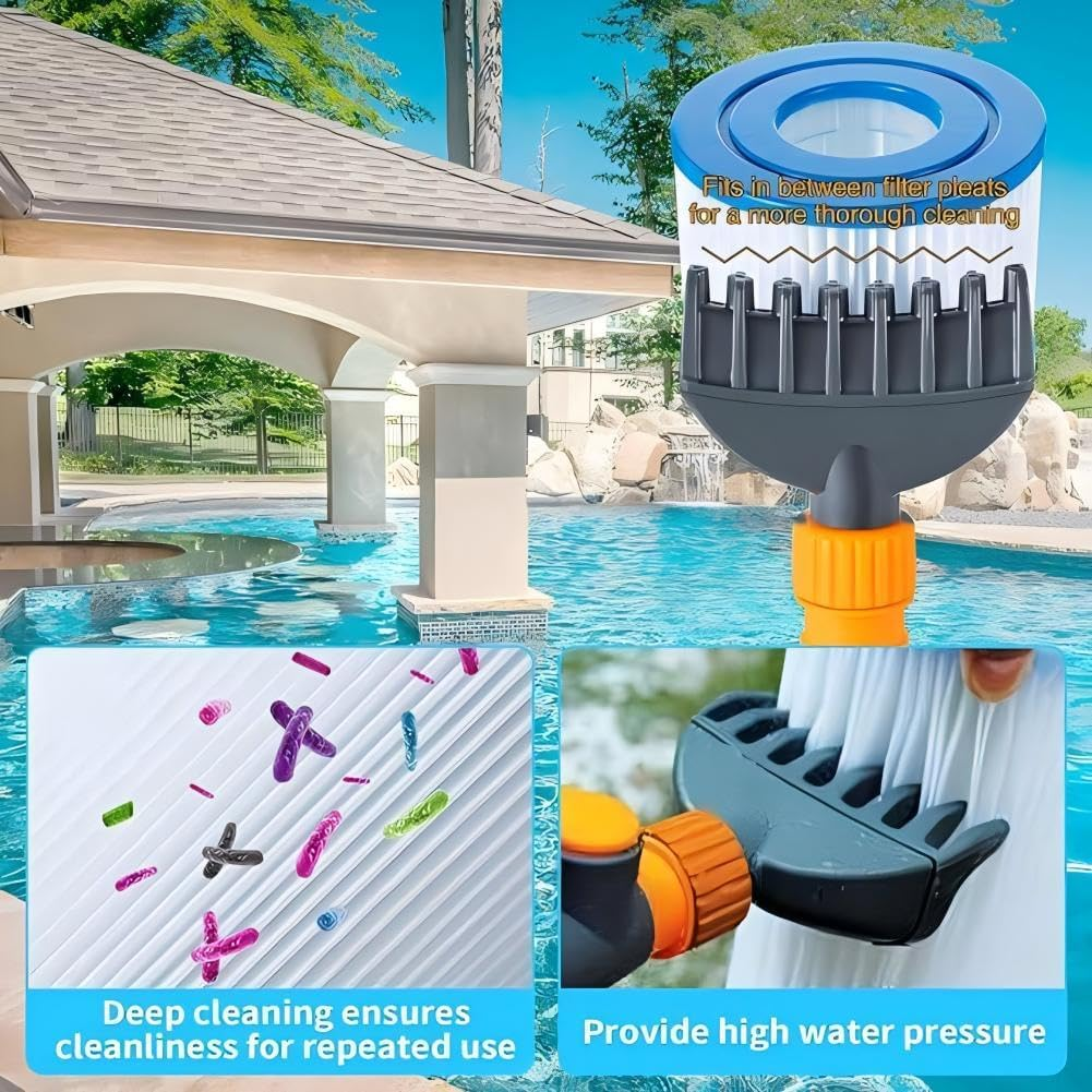 Pool Spa Filter Cartridge Cleaner Tool, Reusable Pool Filter Cleaner, Hot Tub Pool Spa Filter Cleaning Tool, Spa Filter Cleaner, Cleaning Wand with 6 Powerful Water Jets image number 1